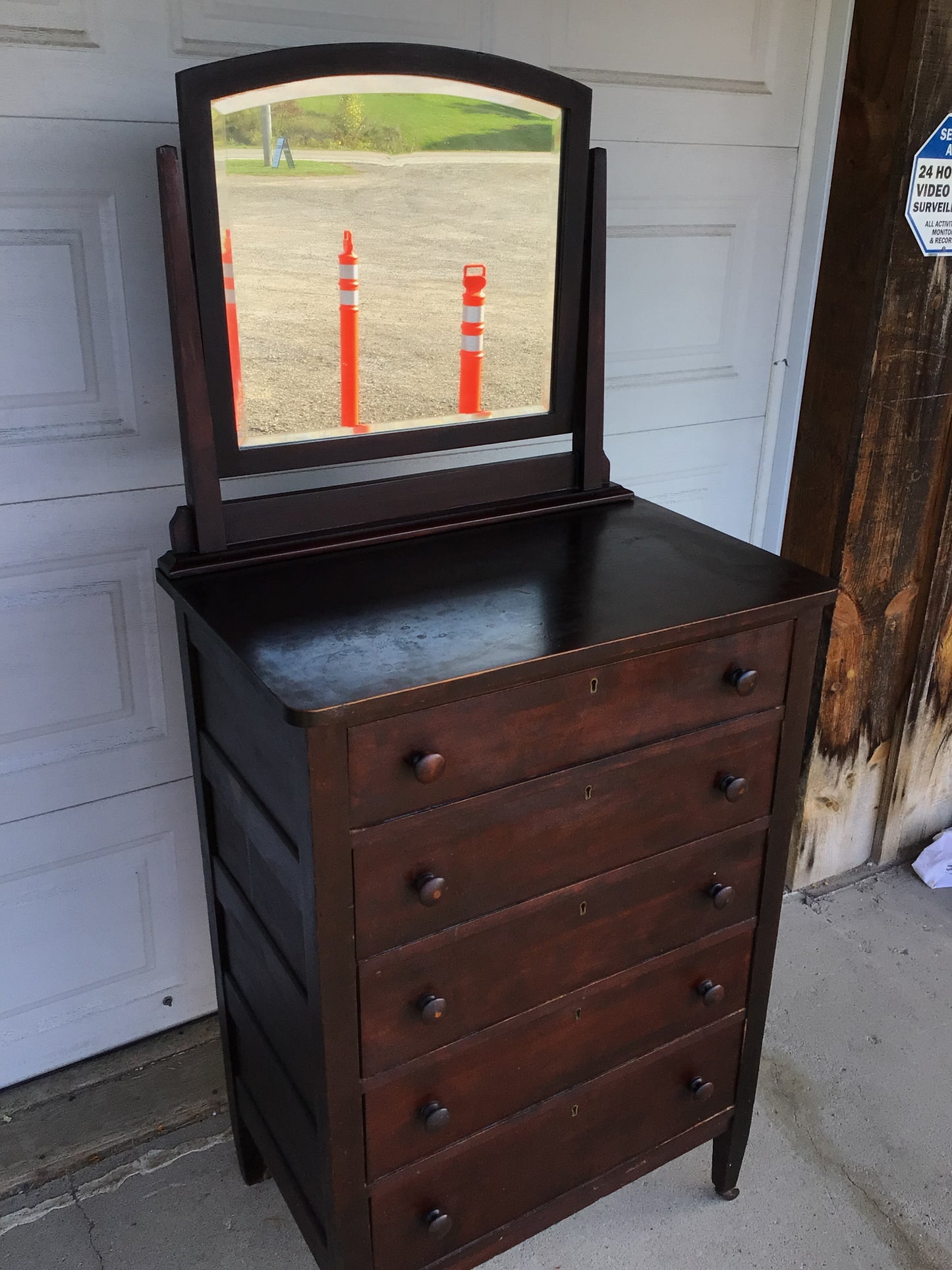 Vintage Highboy Dresser with Mirror