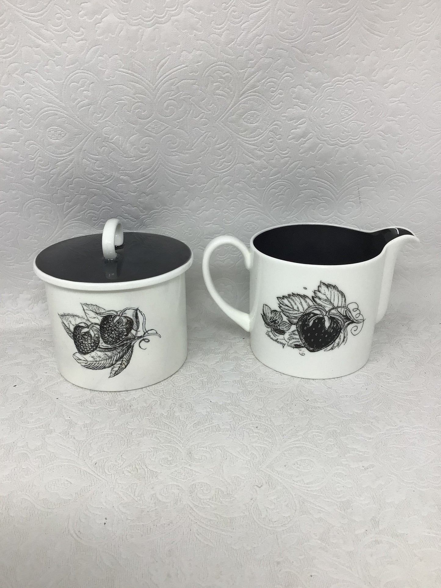 Susie Cooper "Black Fruit" Creamer and Sugar