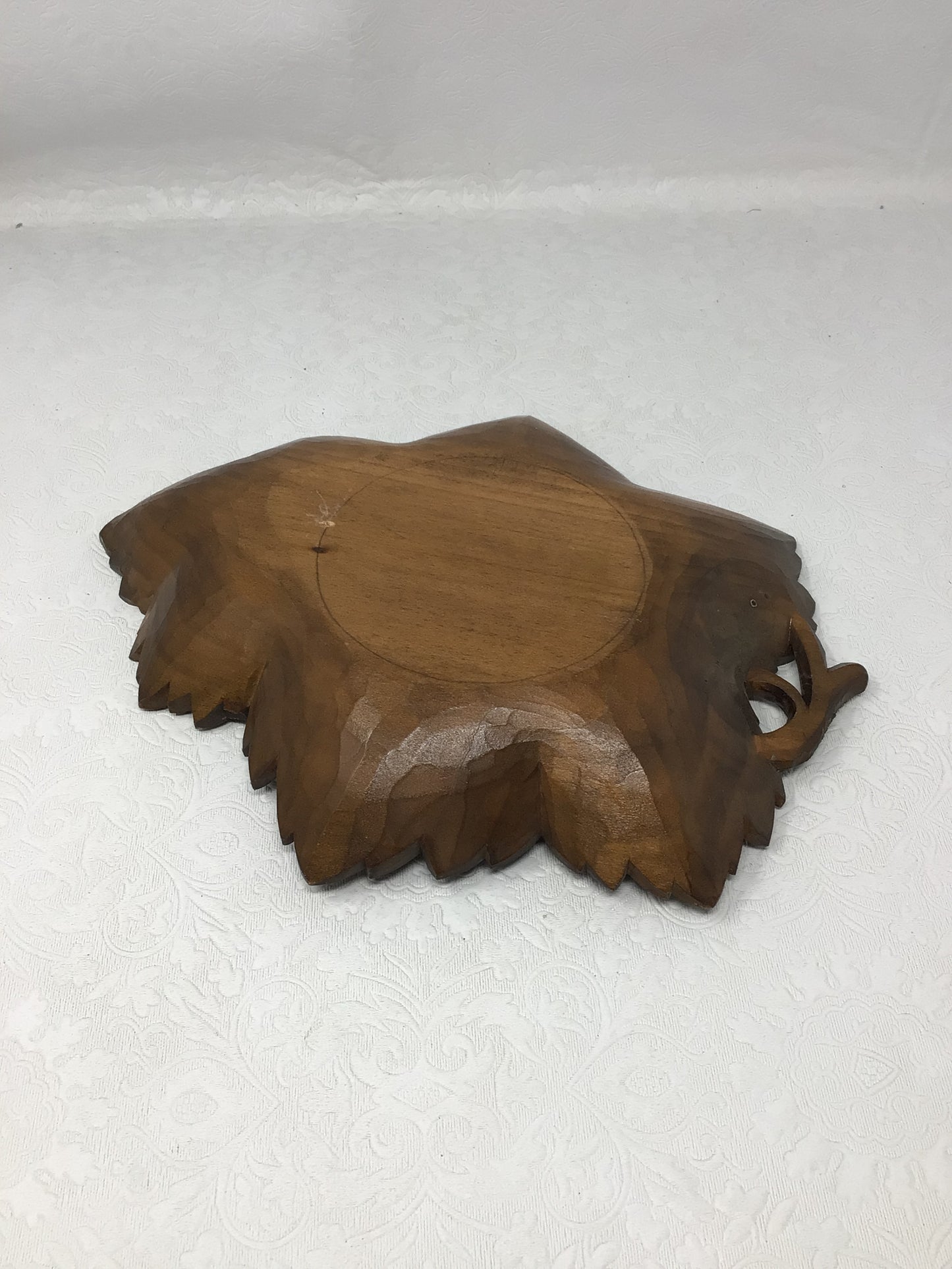 Vintage Hand-Carved Leaf-Shaped Serving Tray