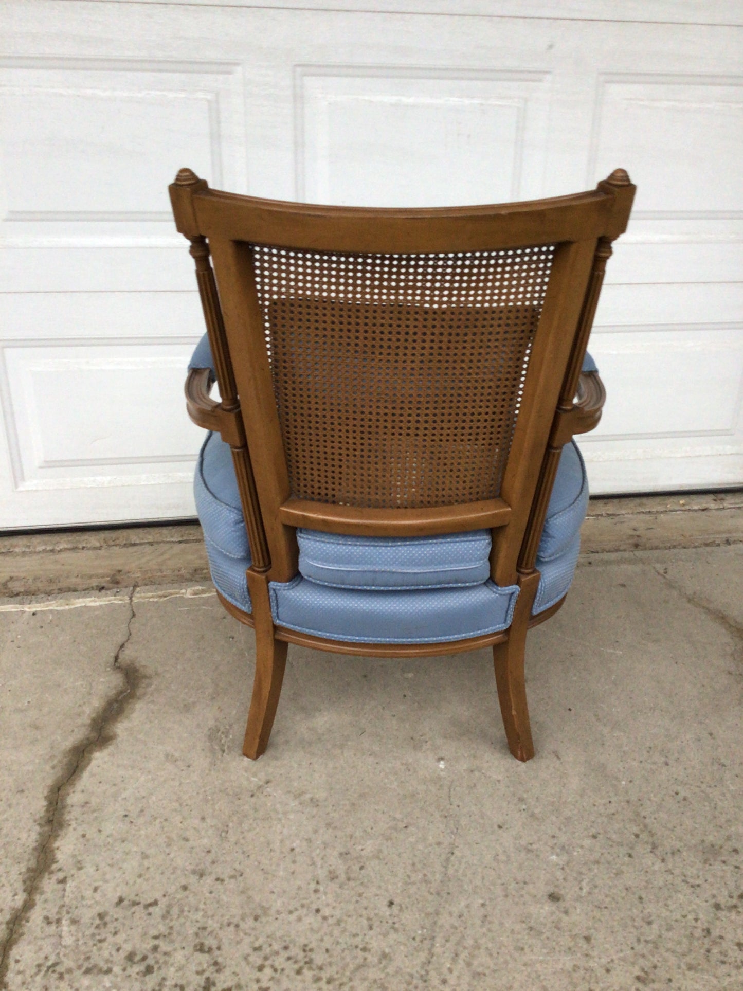 Blue Louis XVI-style Caned Bergere Armchair