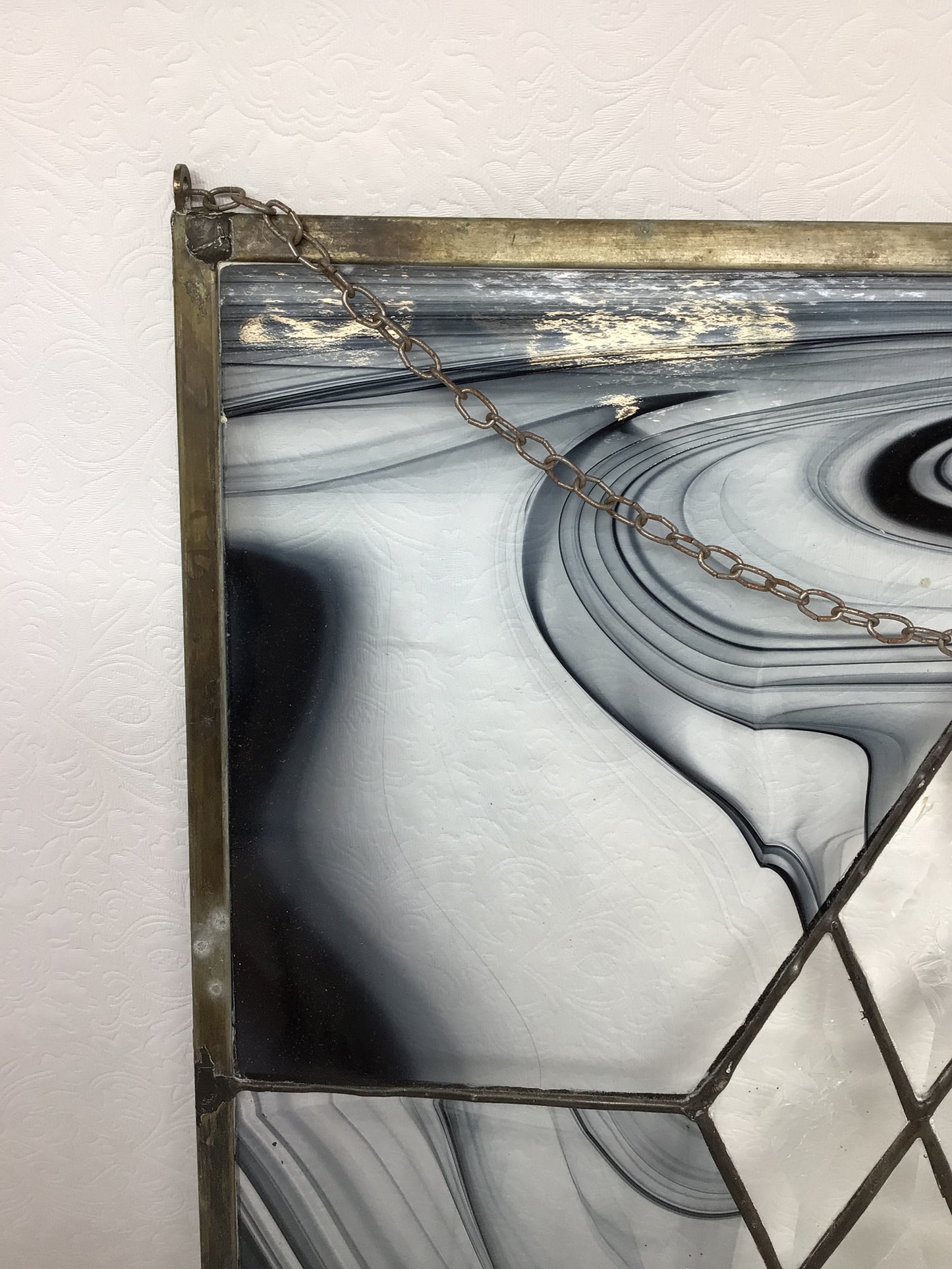 Black and Grey Stained Glass Panel