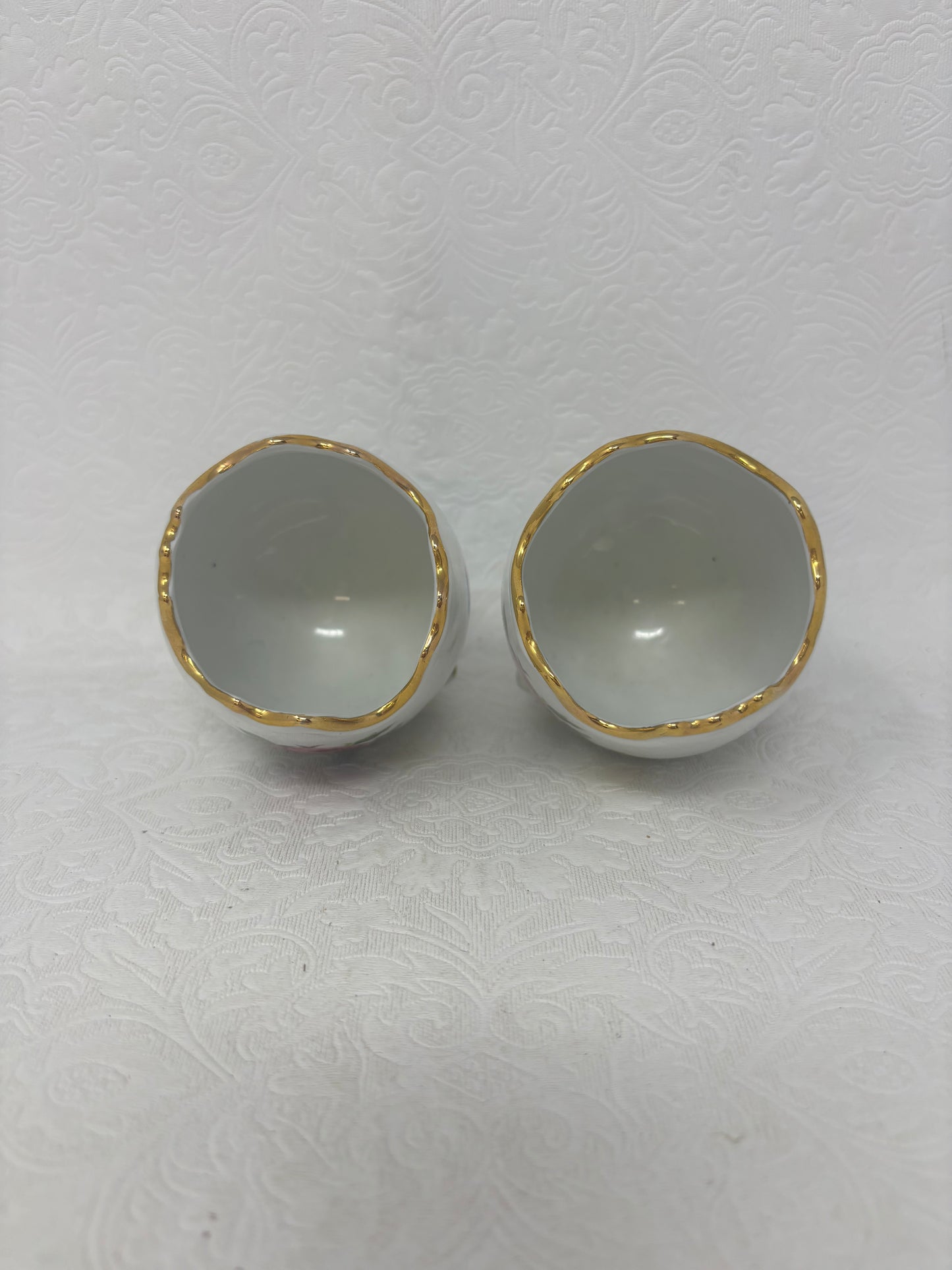 Set Of 2 Footed Floral Egg Vases