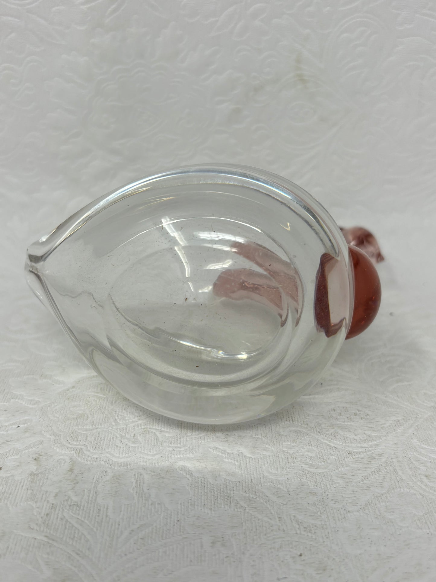 Vintage Italian Pink Crystal Glass Swan Dish