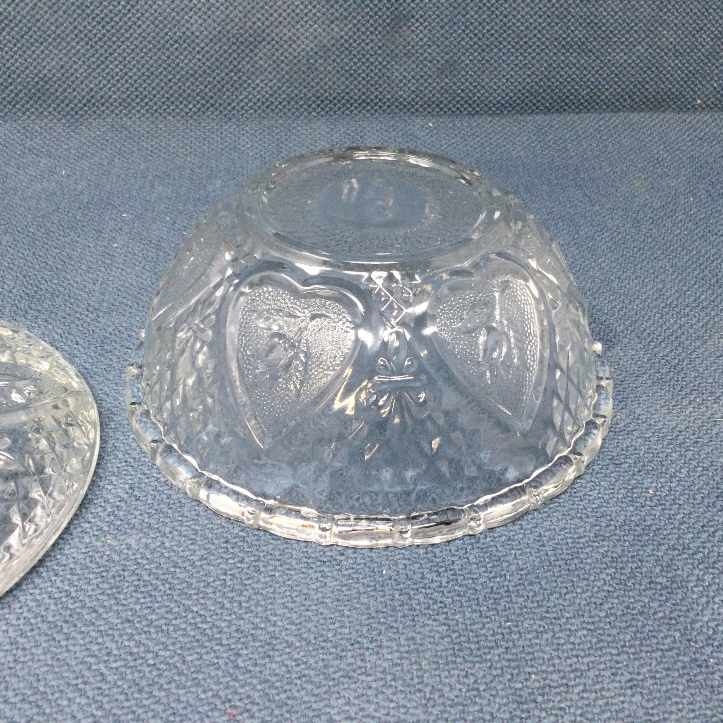 “Roses in Hearts” Pattern Glass Candy Dish