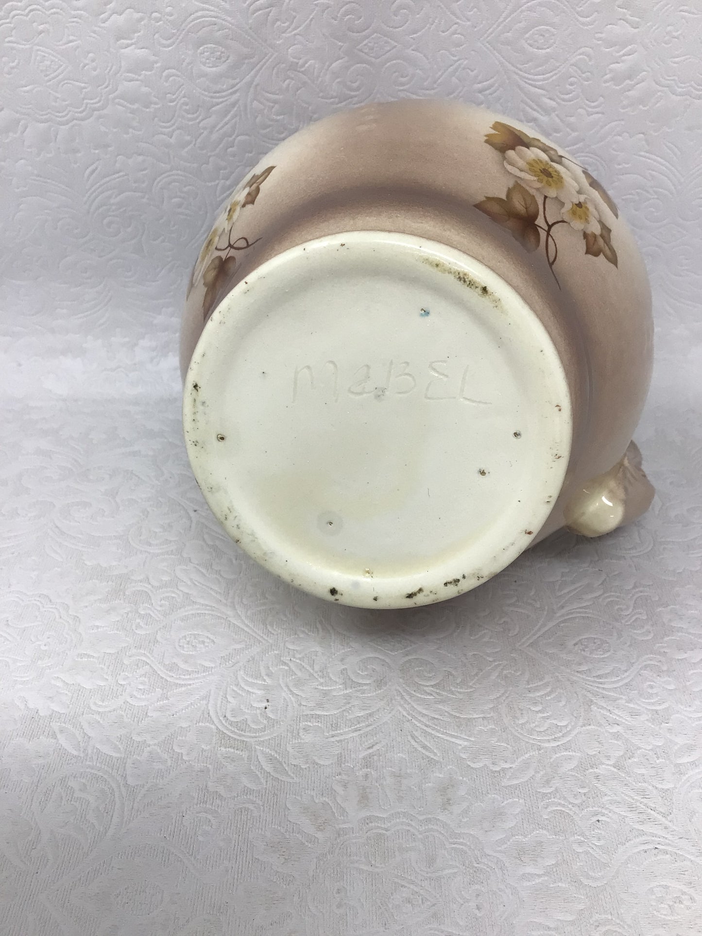 Taupe Colour Floral Water Pitcher and Wash Basin