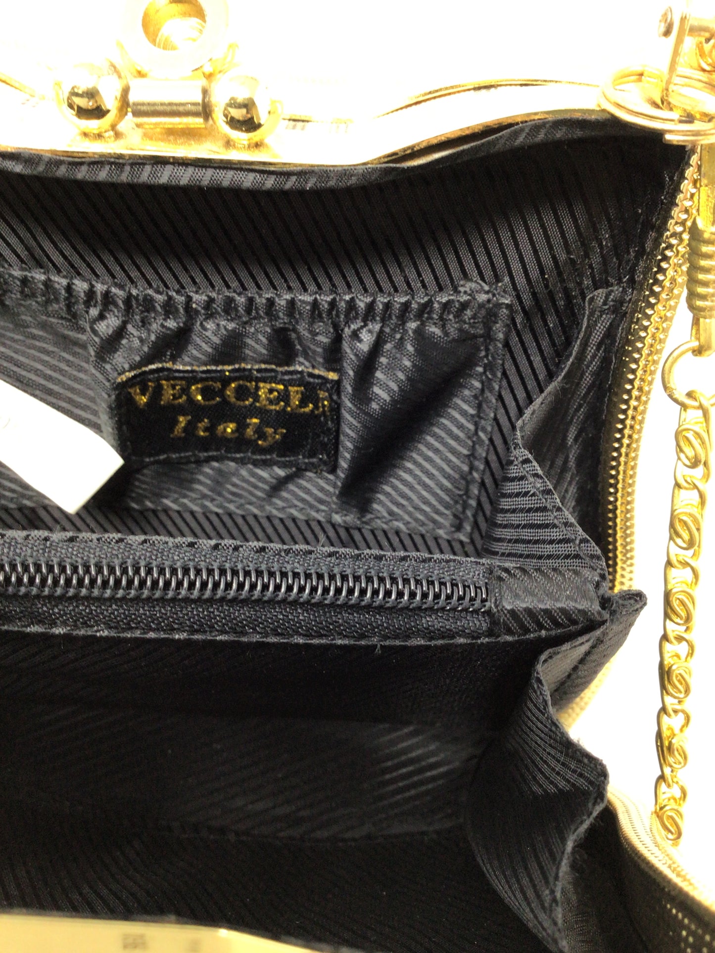 “Vecceli” Gold and Plaid Purse