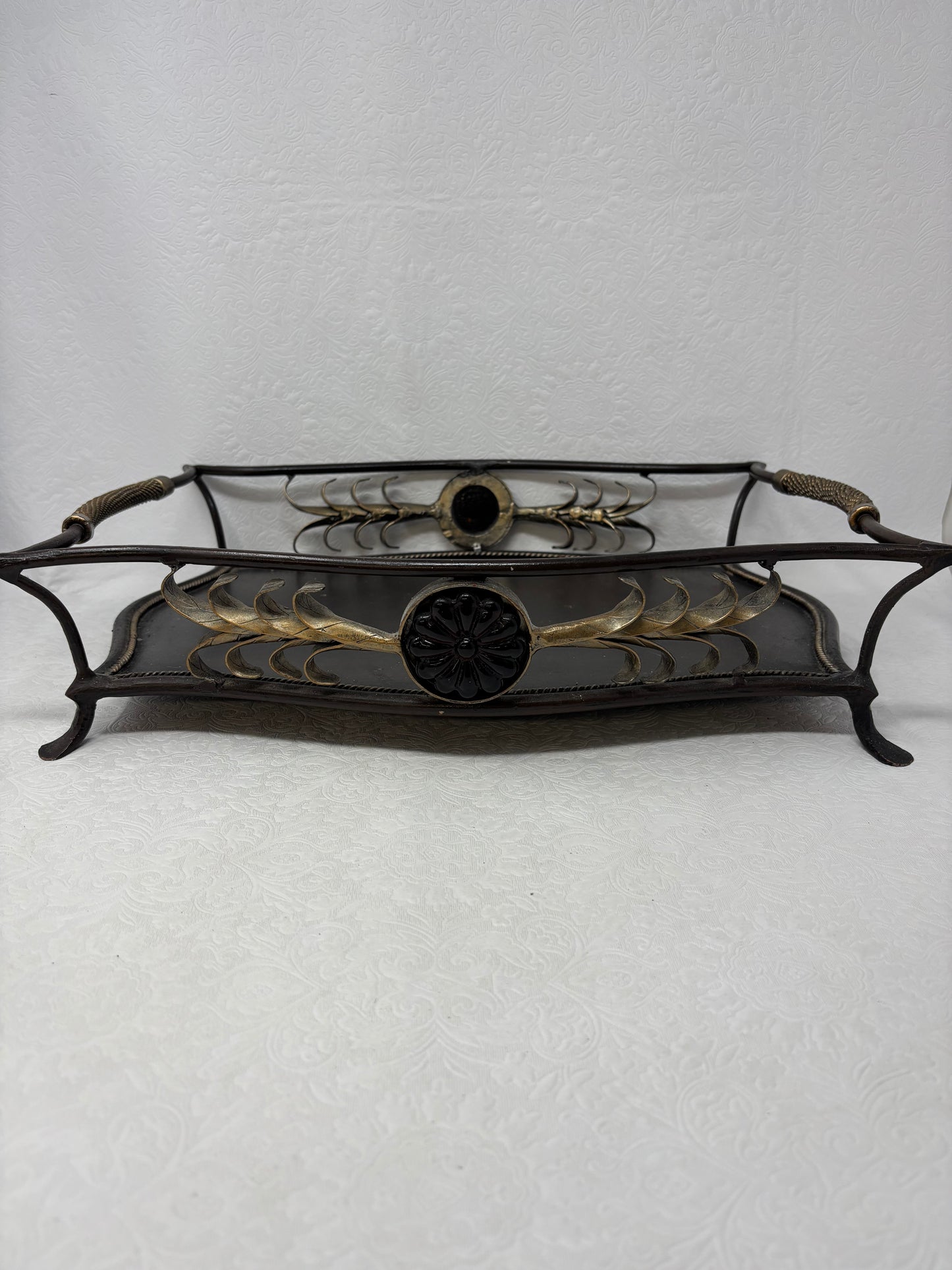 Black & Gold Metal Footed Tray