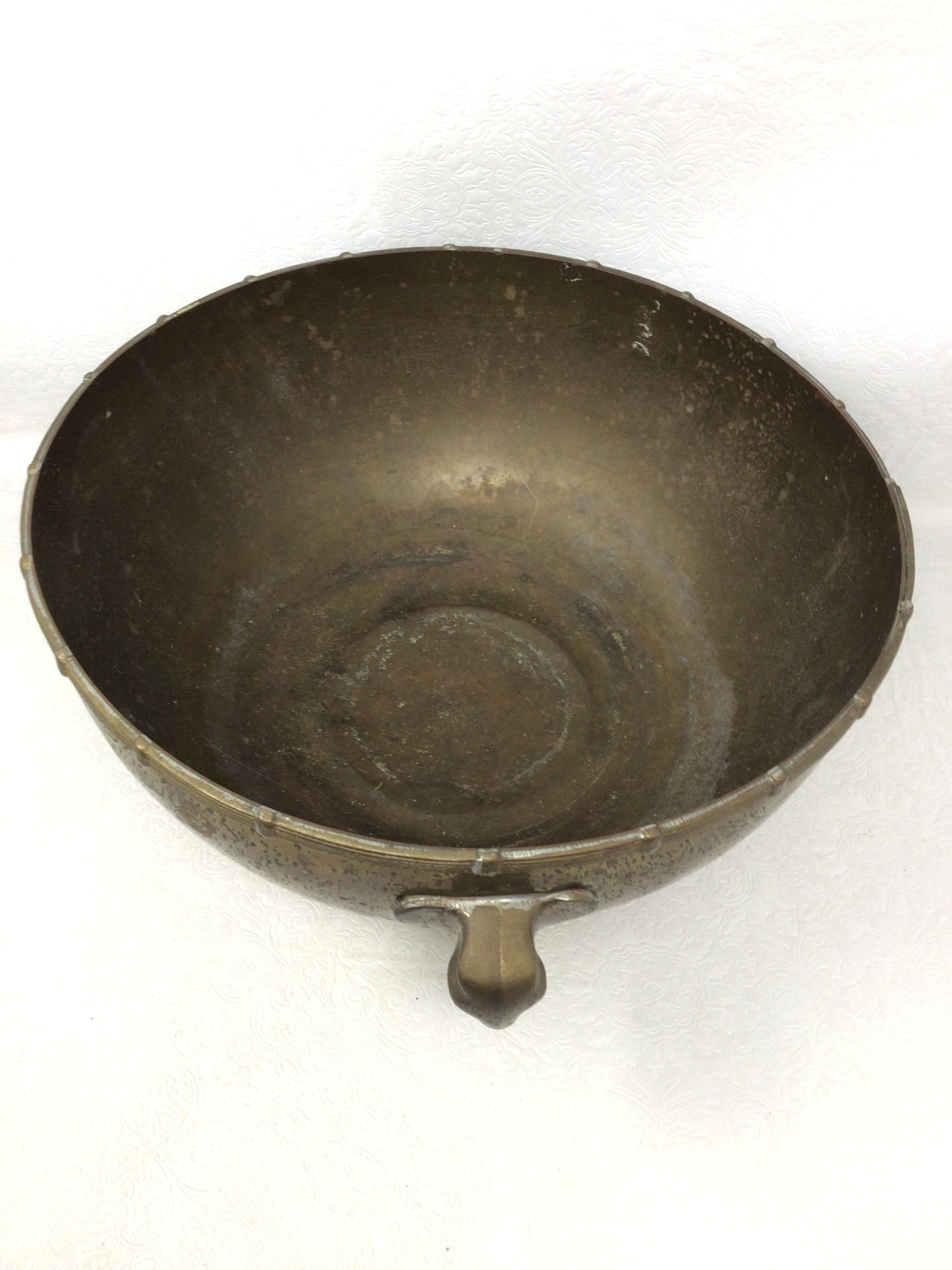 Vintage Brass Bowl with Elephant Handles