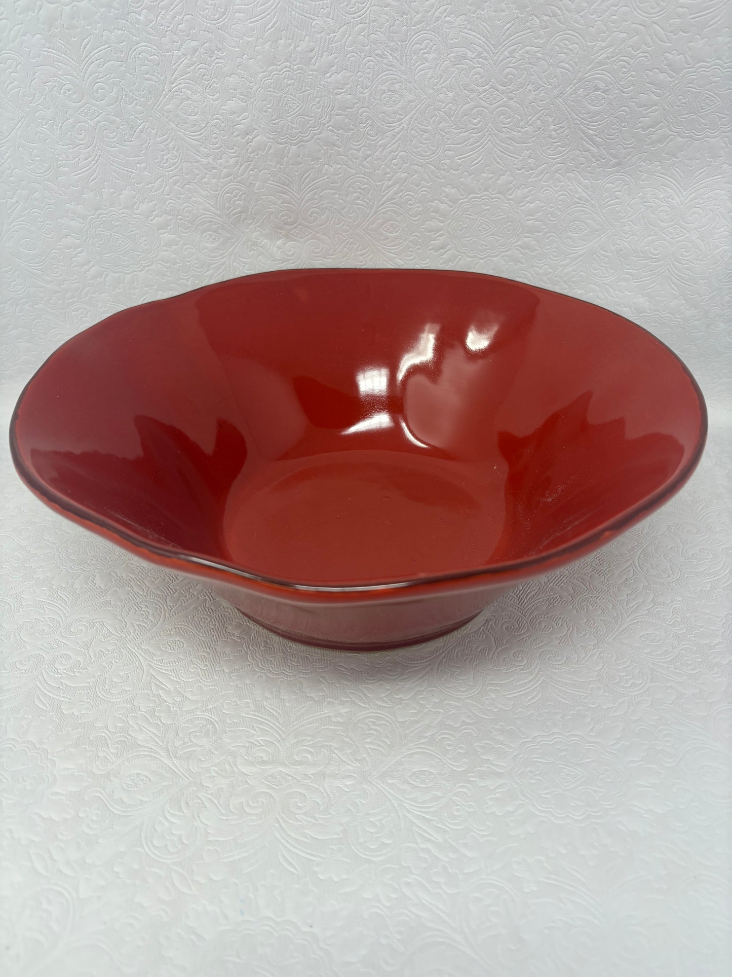 Large Red Salad Serving Bowl.