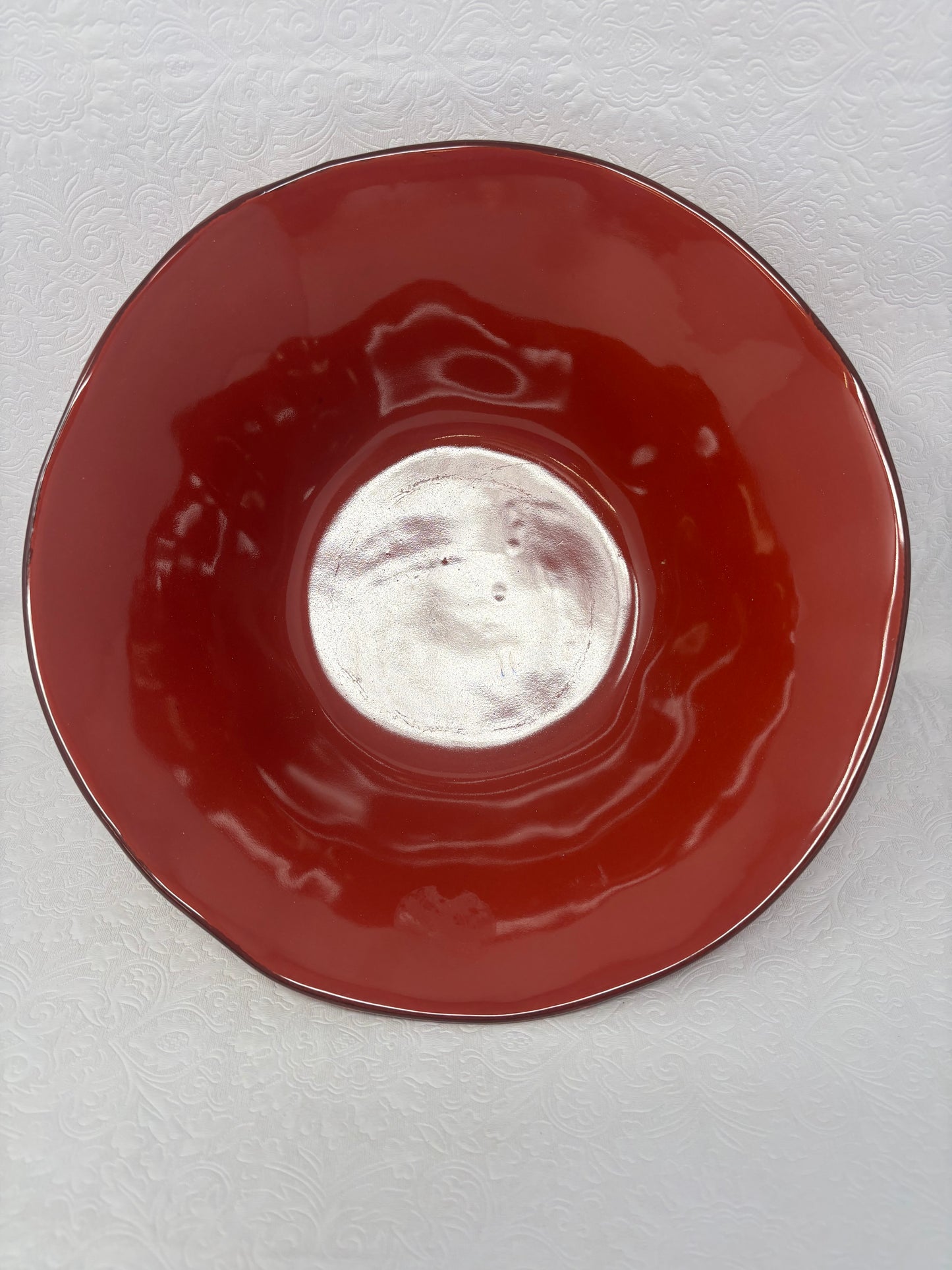 Large Red Salad Serving Bowl.