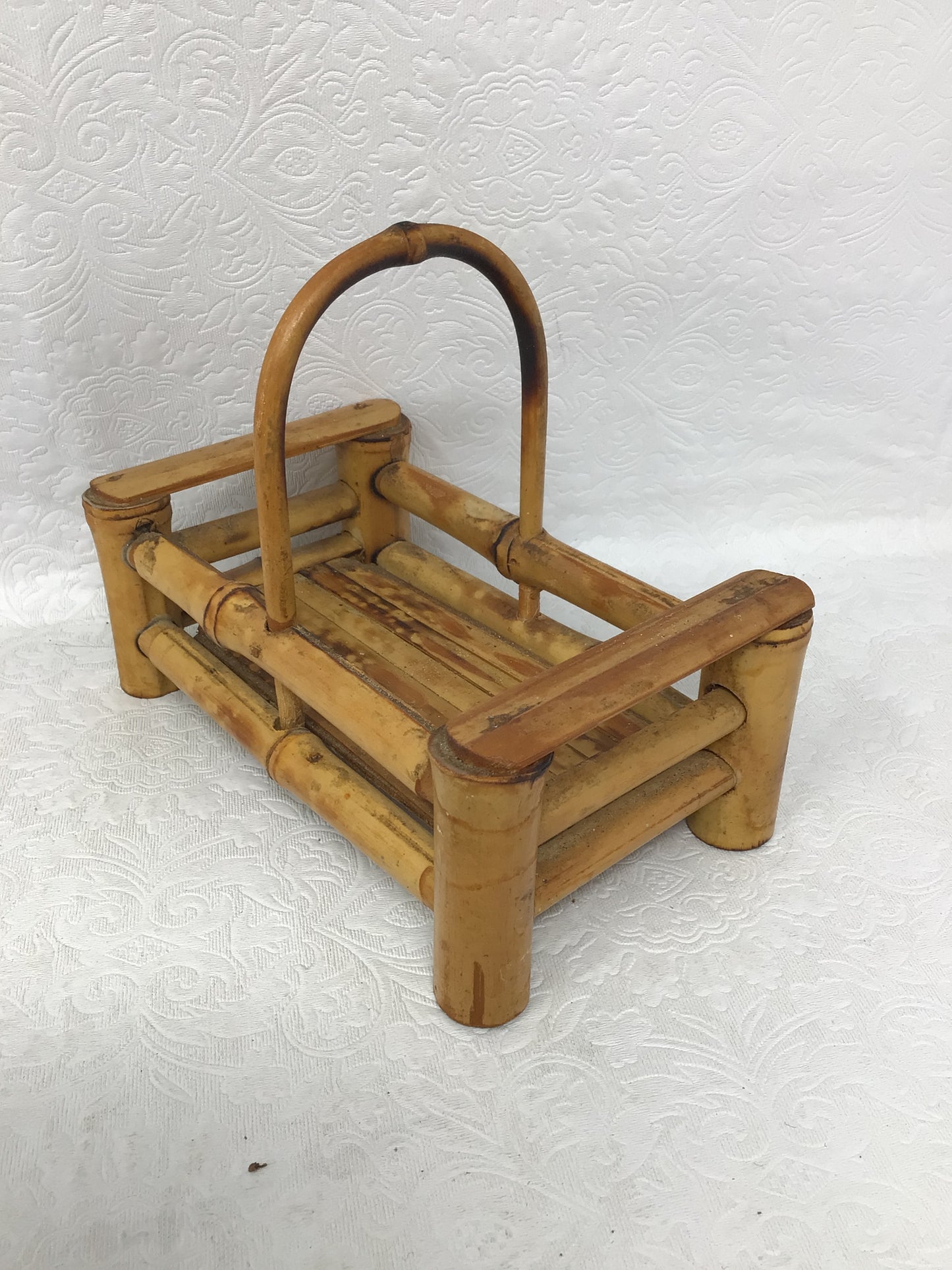 Glazed Stoneware Salt and Pepper Shakers in Bamboo Caddy