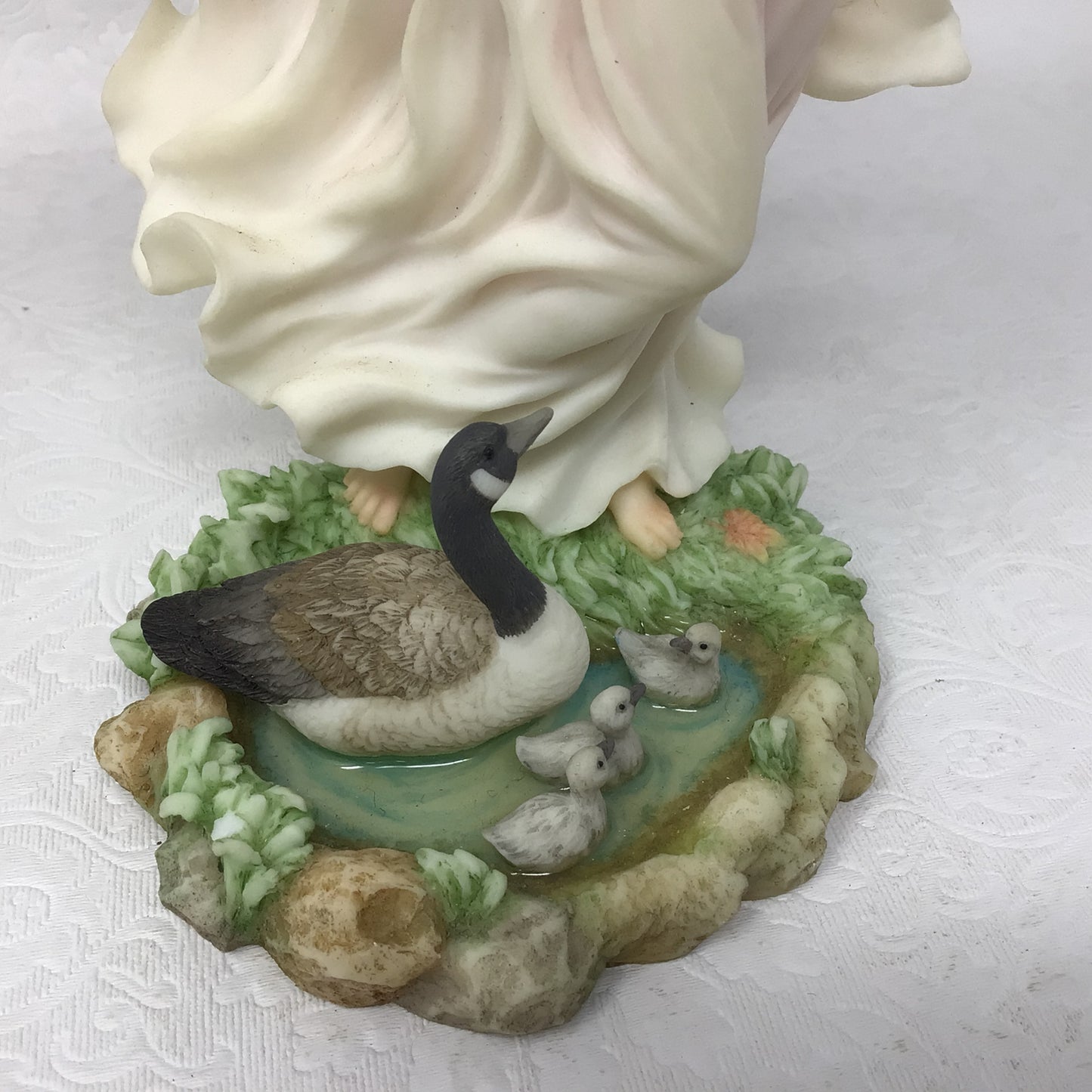 Porcelain Angel and Goose Figurine