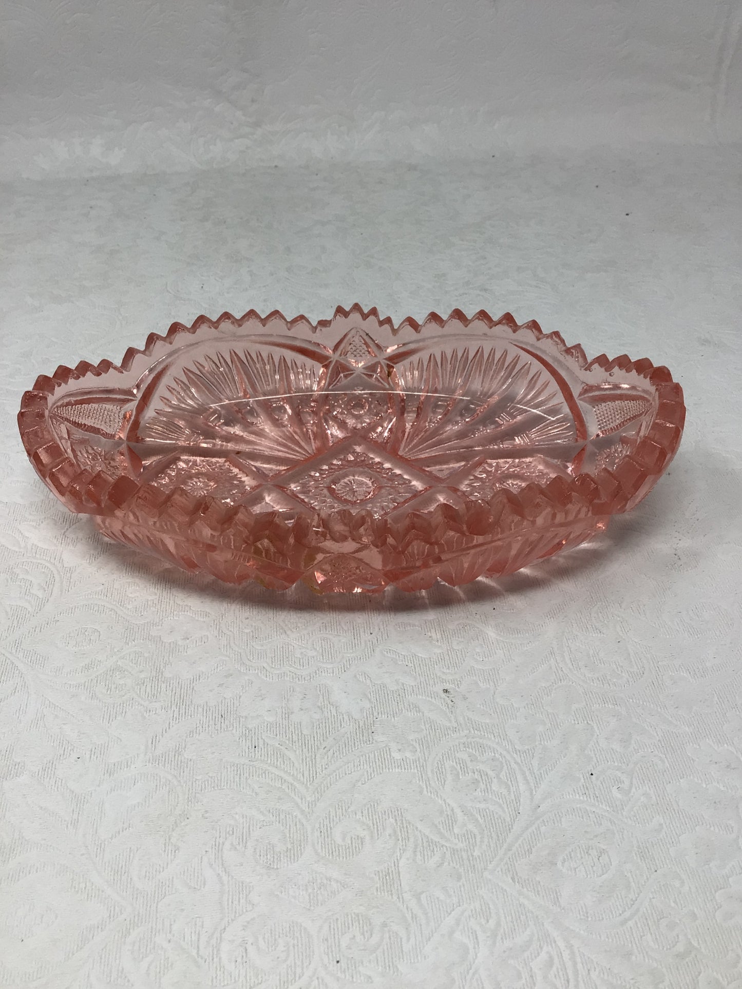 Vintage Imperial Glass Pink Sawtooth Candy Dish