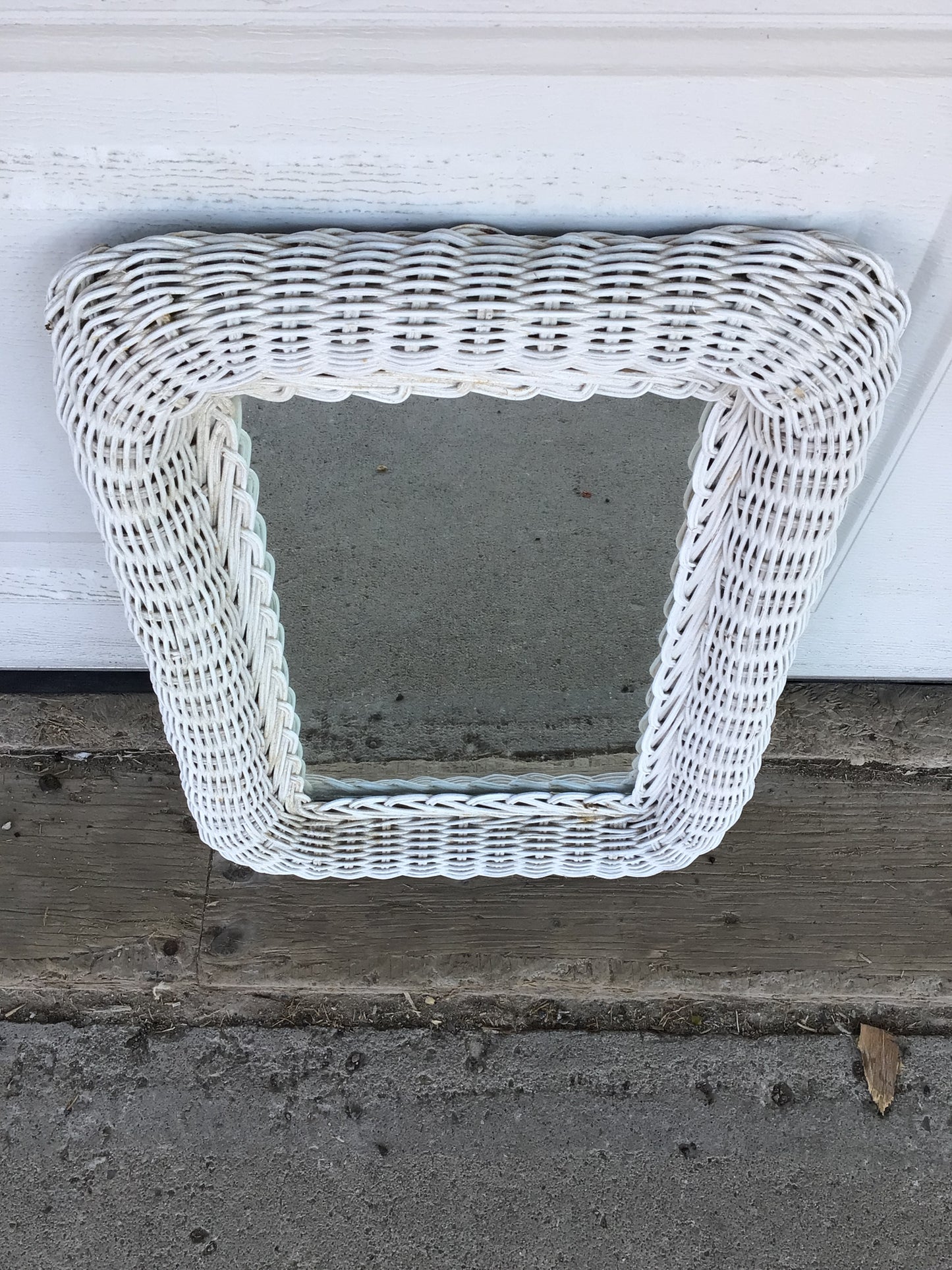 Vintage Like White Wicker Wall Mirror