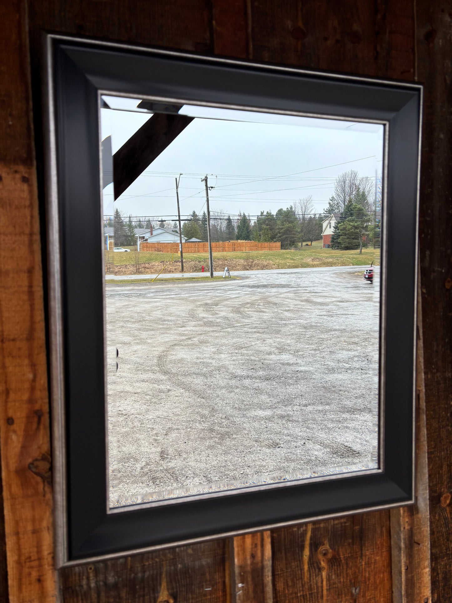 Silver & Black Beveled Wall Mirror