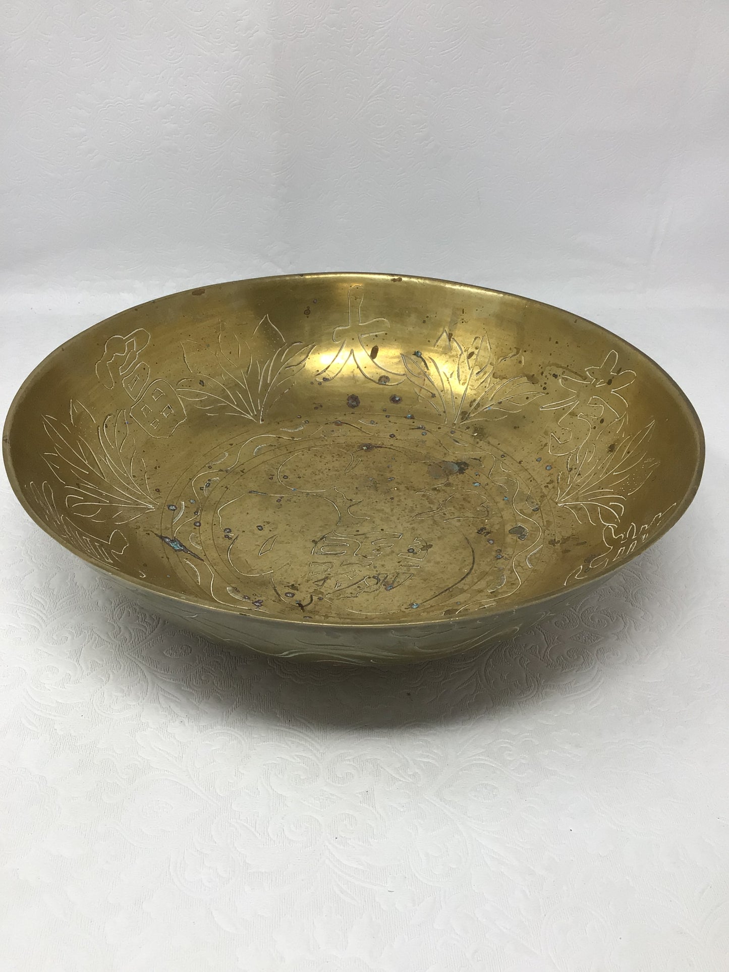 Brass Bowl with Etched Designs