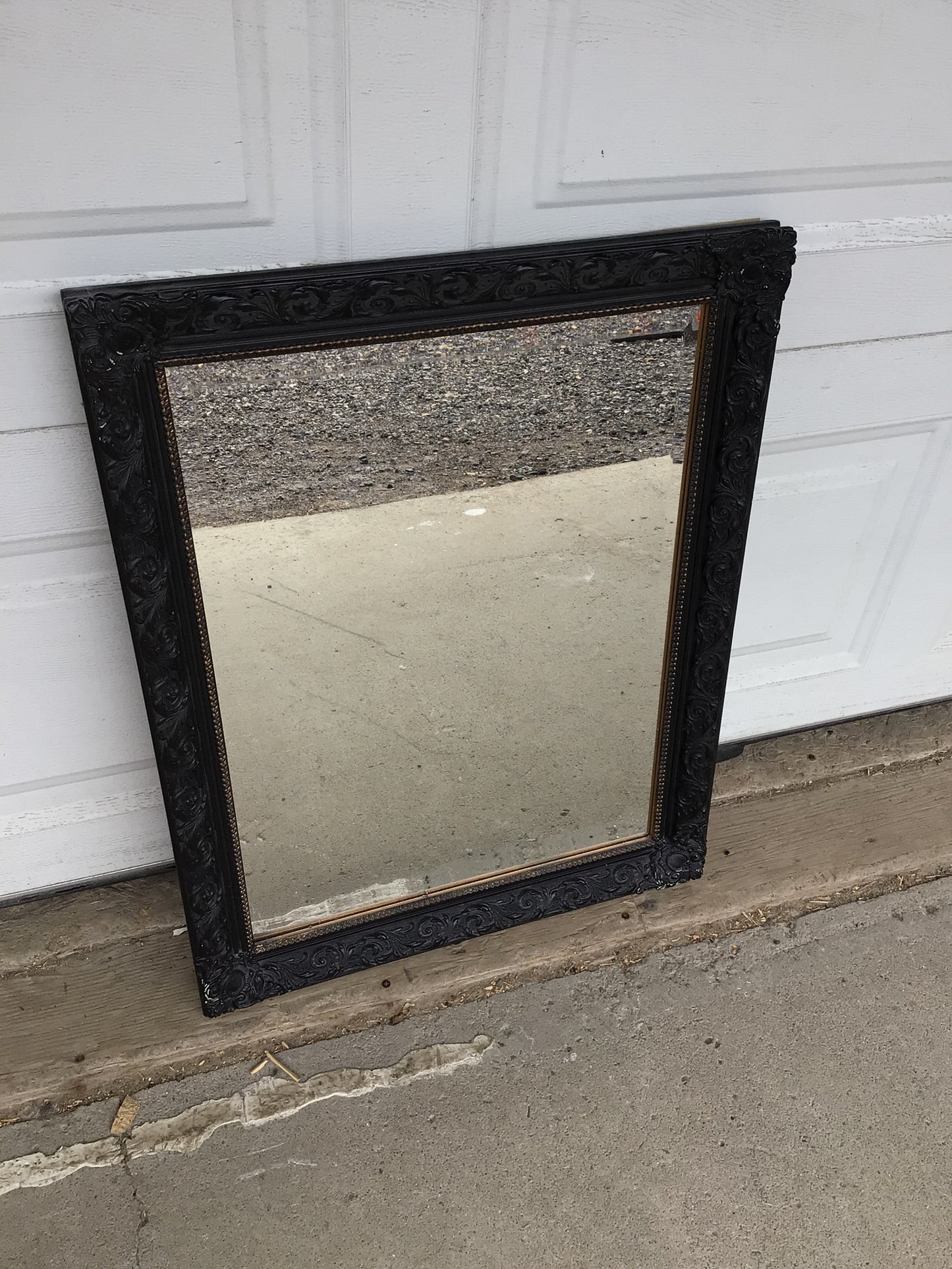 Rectangular Black and Gold Mirror
