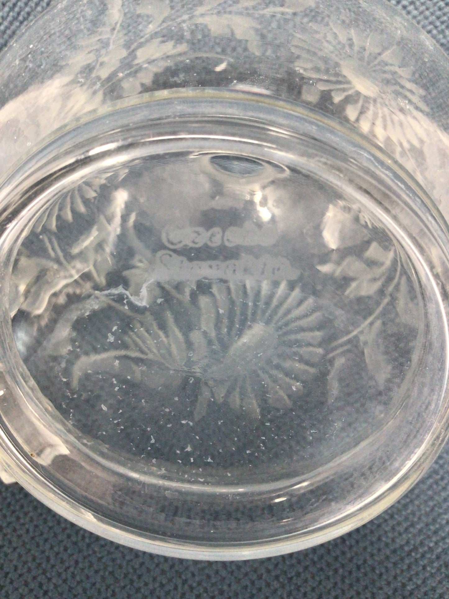 Czechoslovakia Floral Glass Decanter