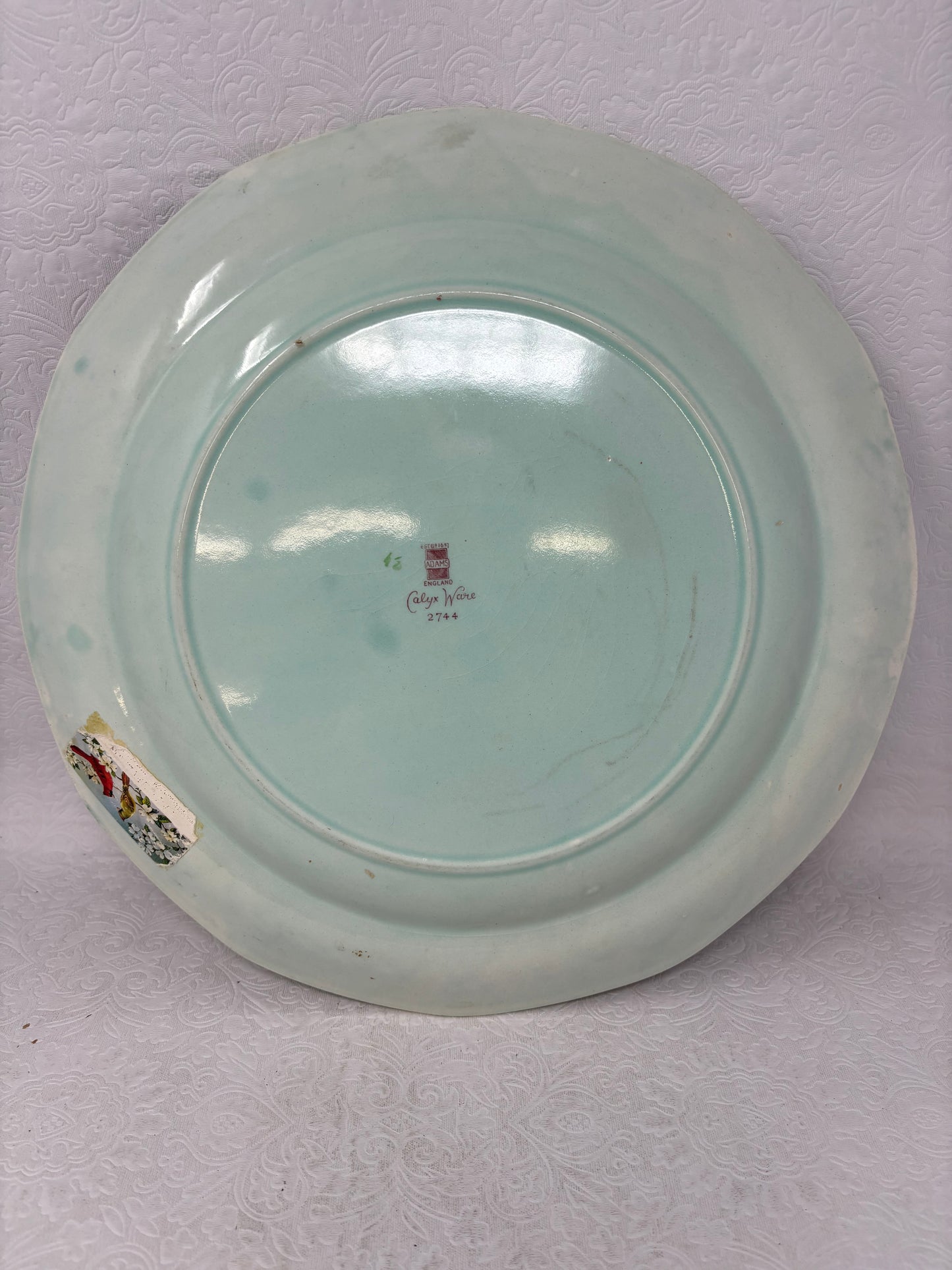 Vintage Adams Calyx Ware Singapore Bird Numbered Plate