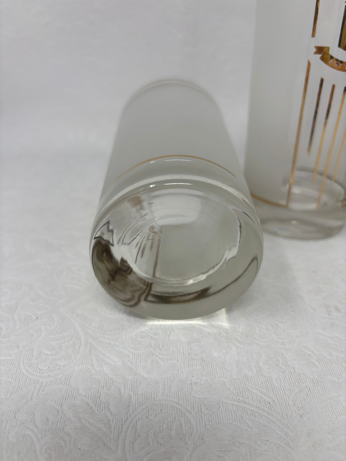 Set Of 4 Vintage Hiram Walker Highball Gold Glasses