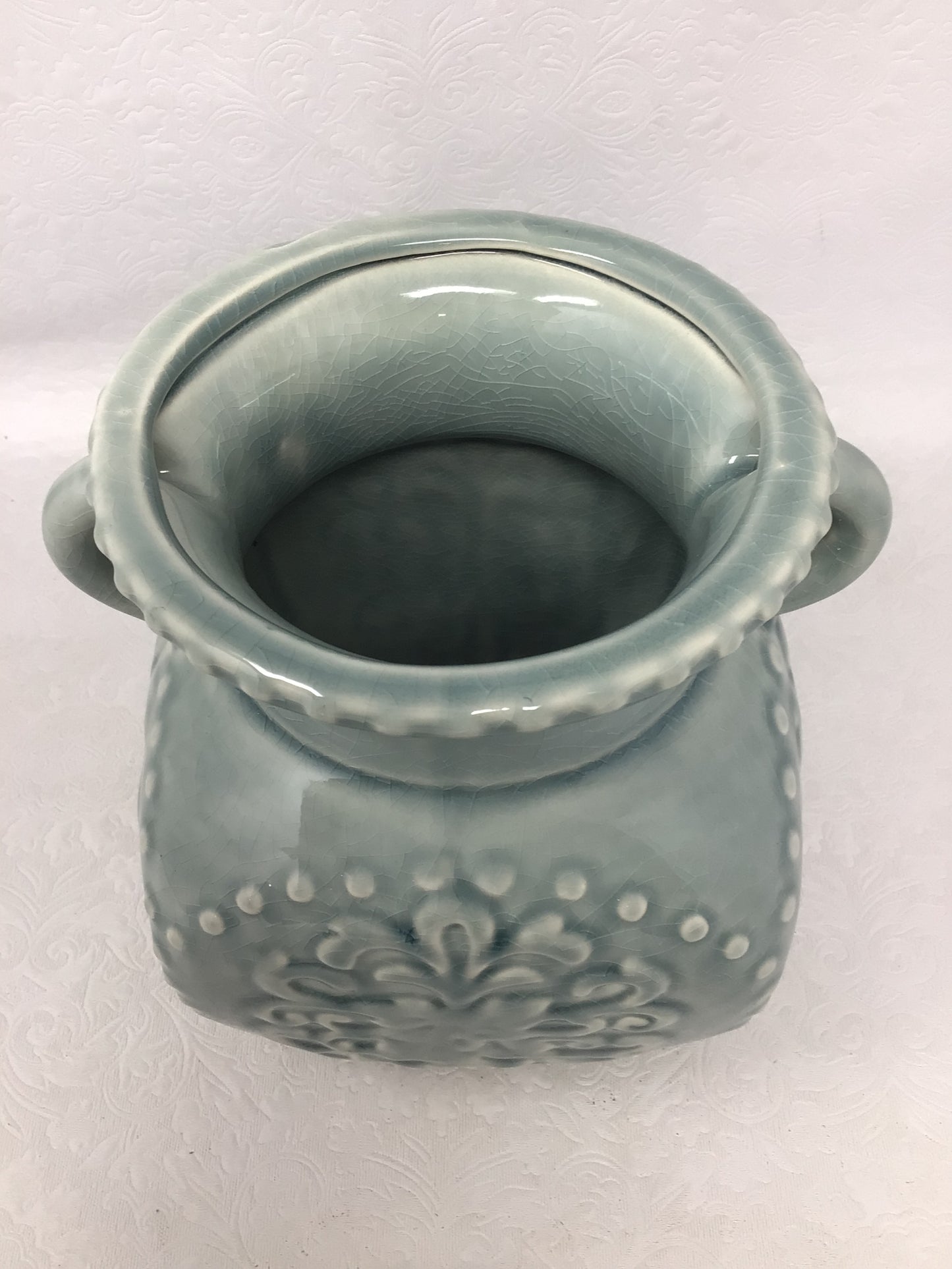 Blue Grey Floral Design Porcelain Vase