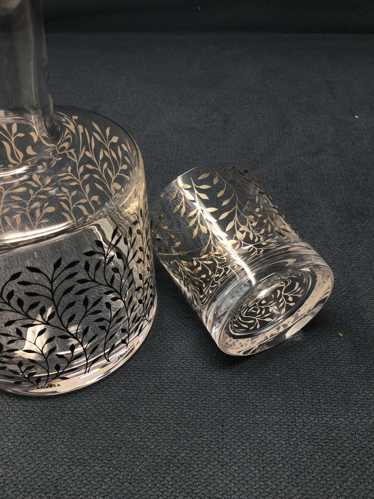 Glass and Pewter Vine Bedside Drink Set