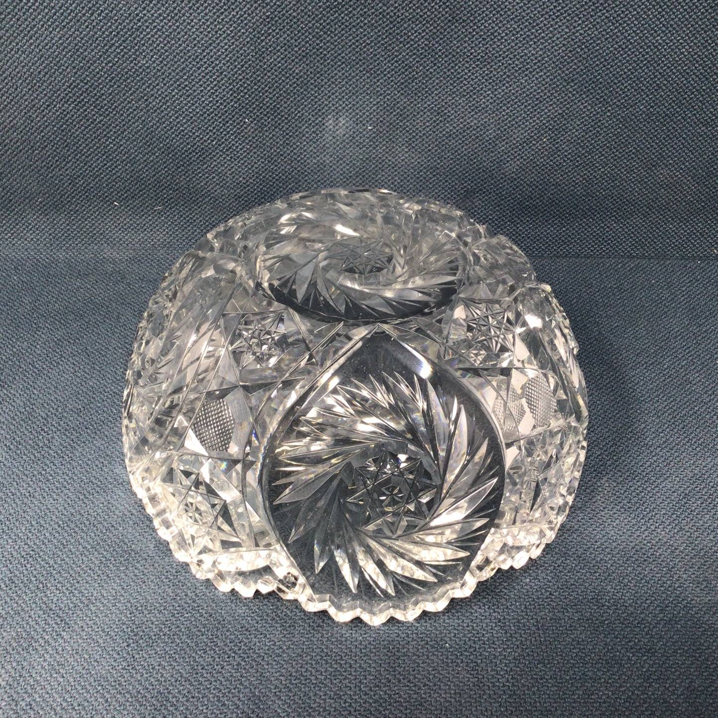 Vintage Cut Crystal Scalloped Swirl Bowl