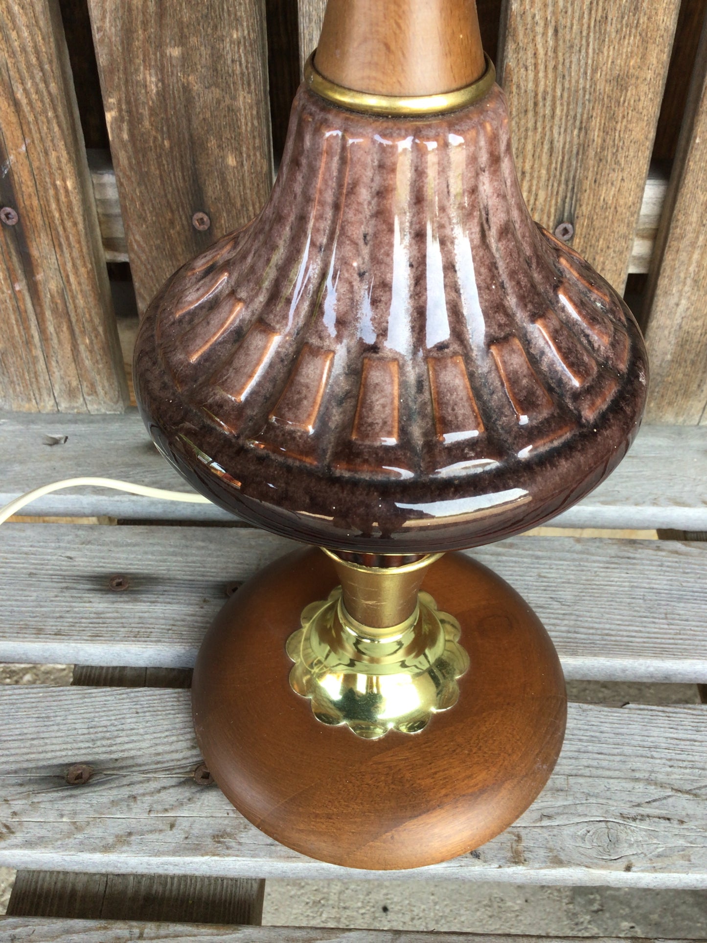 Wood and Ceramic Lamp