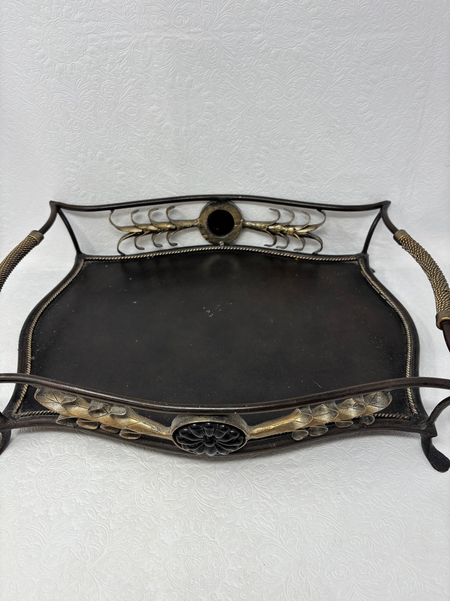 Black & Gold Metal Footed Tray