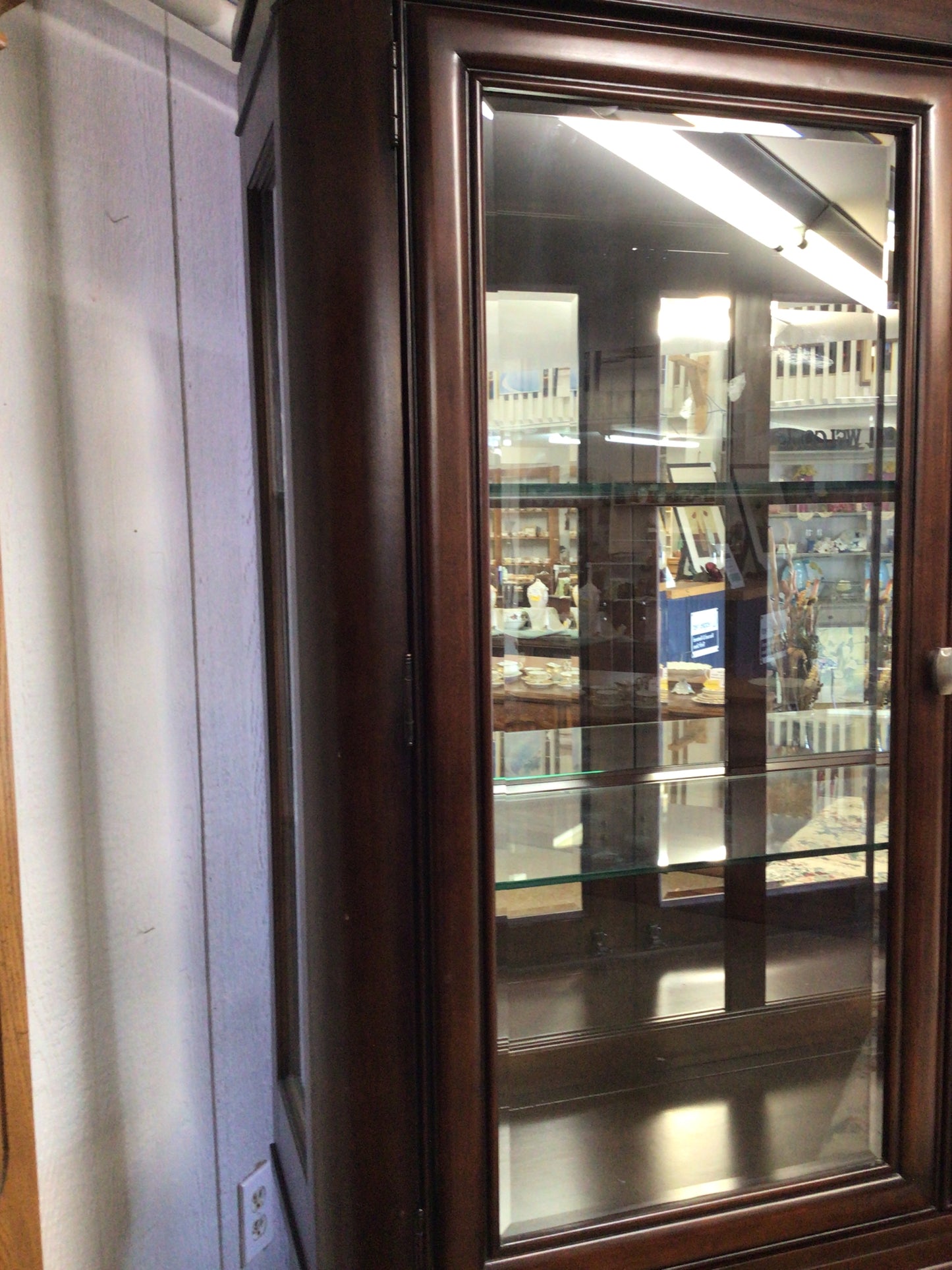 Two Piece Dark Wood China Cabinet