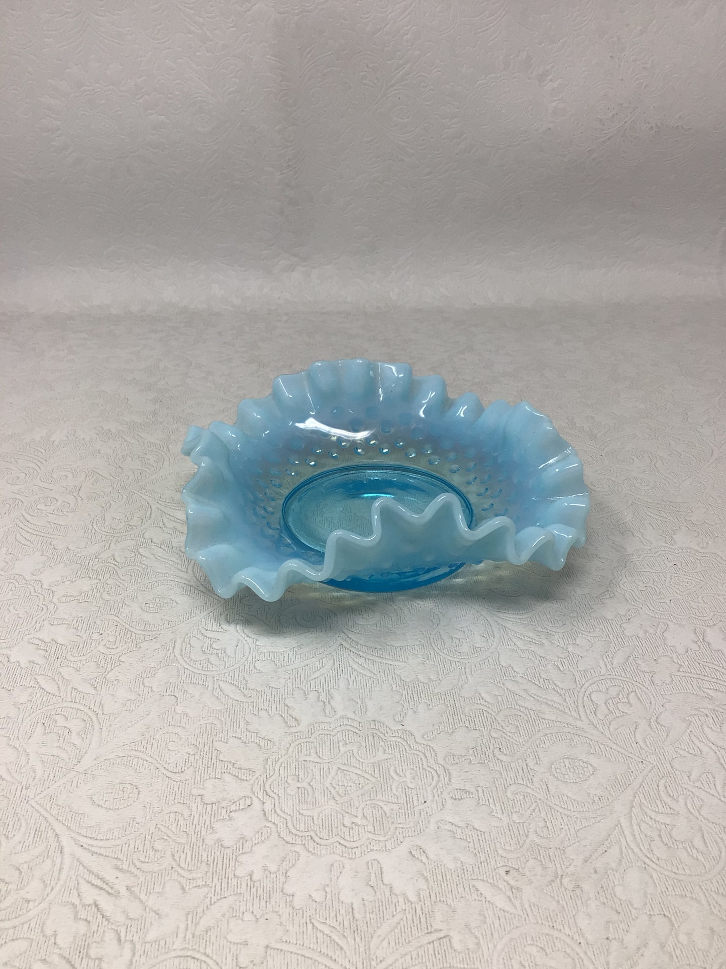 Vintage Fenton Blue Opalescent Hobnail Dish