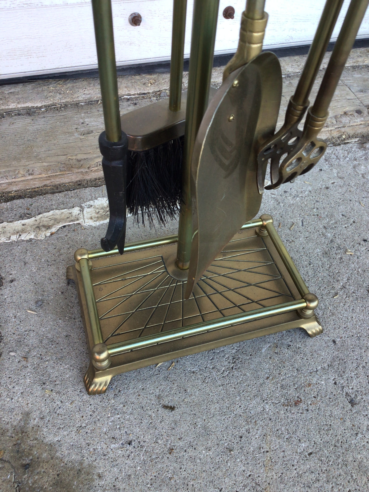 Vintage Brass Plated Fireplace Tool Set