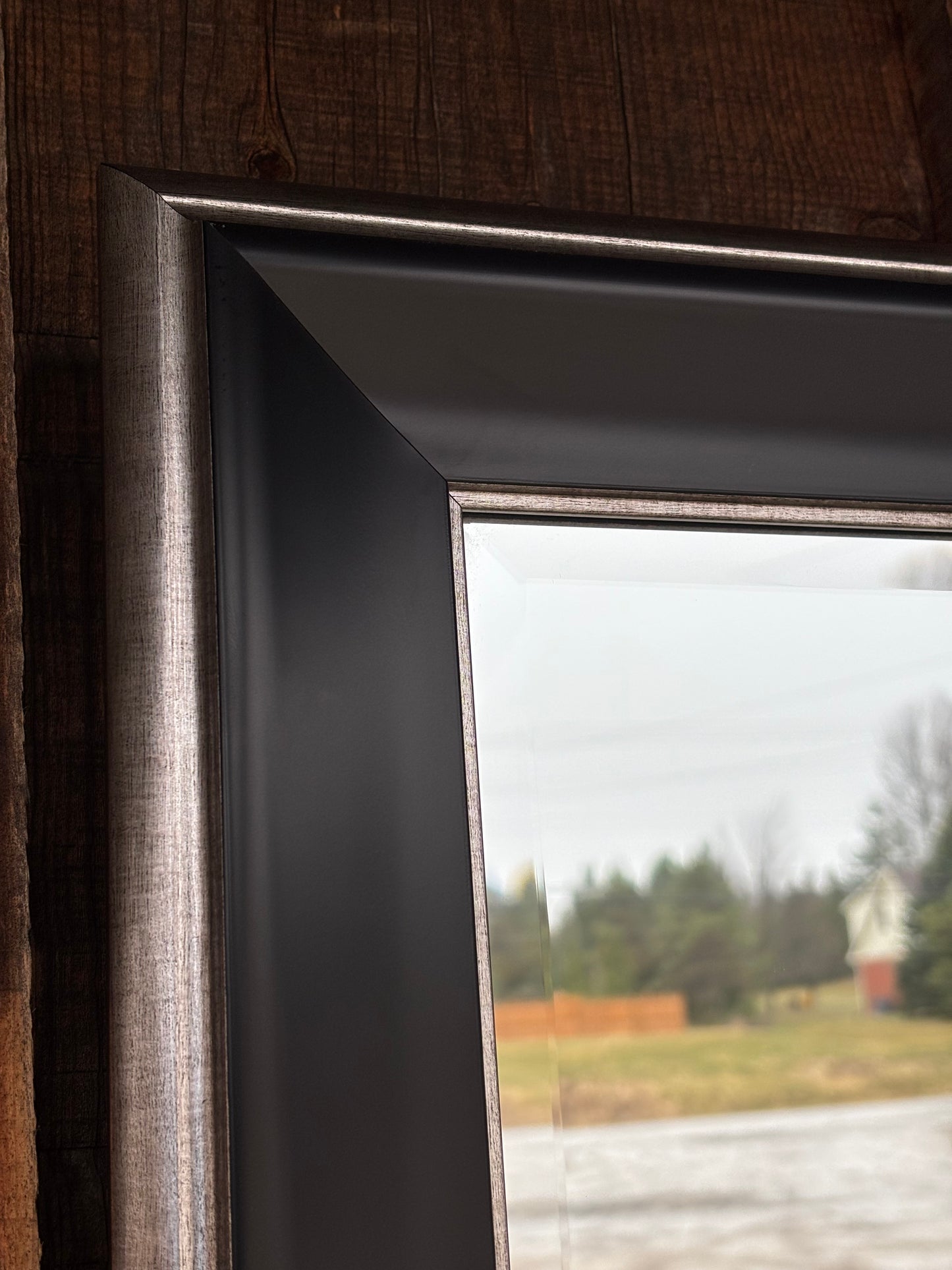 Silver & Black Beveled Wall Mirror