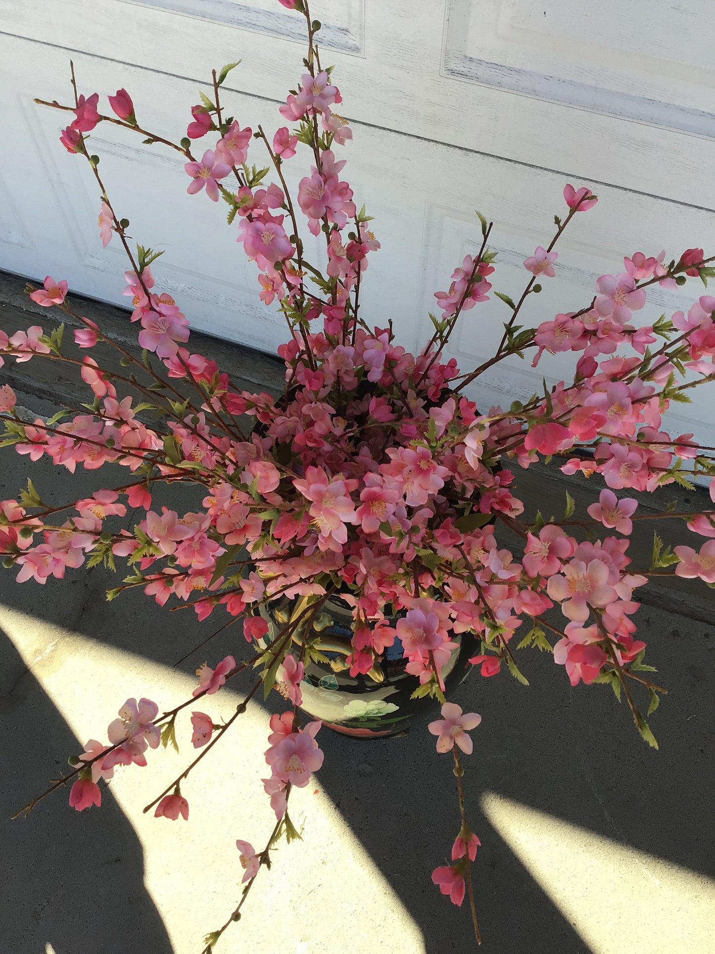 Artificial Cherry Blossom Arrangement in Decorative Vase