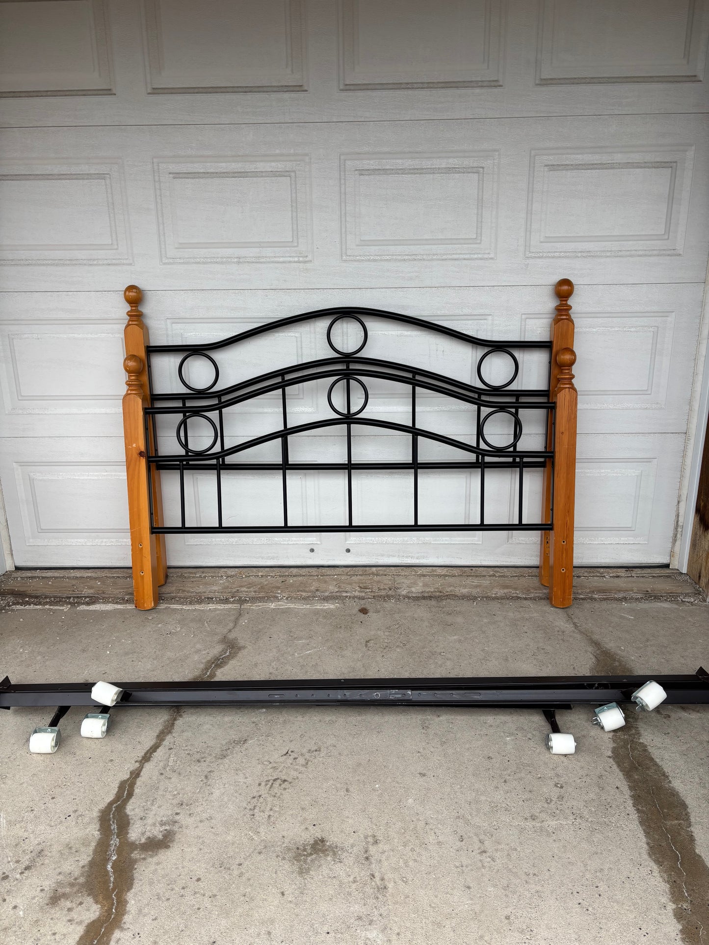 Queen Wood And Metal Headboard & Footboard