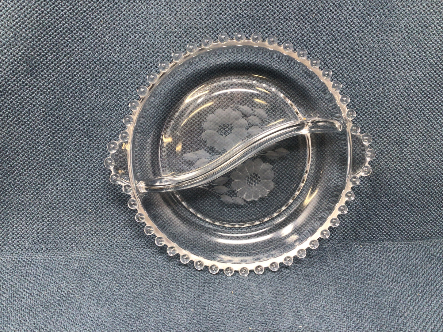 Imperial Candlewick Etched Divided Dish