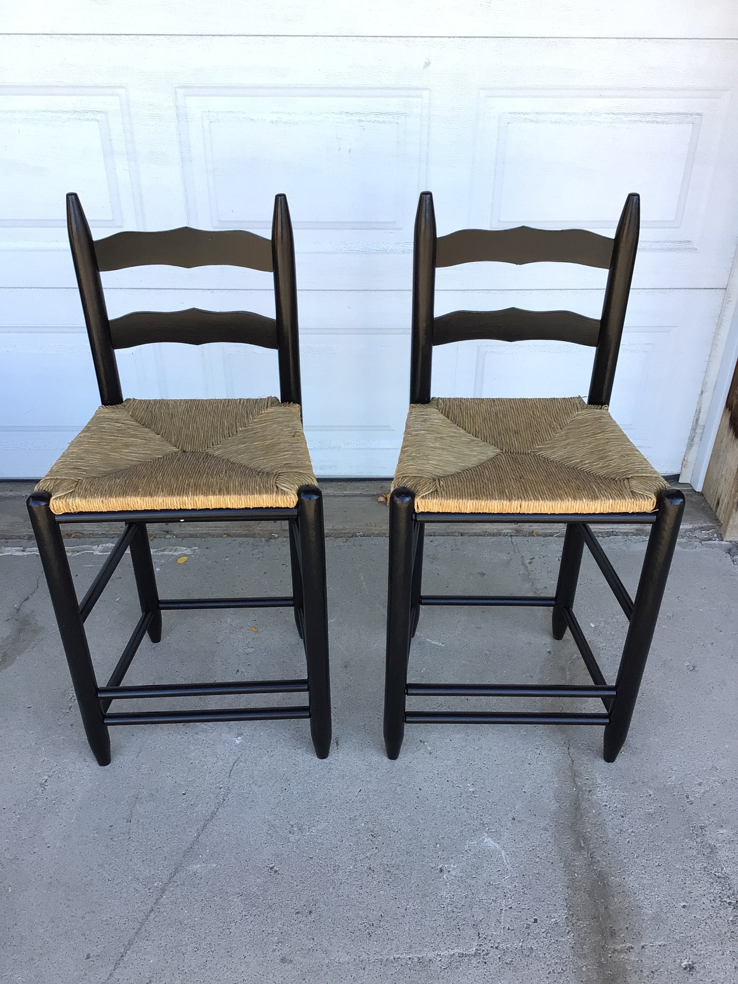 Set of 2 Black Ladderback Bar Stools