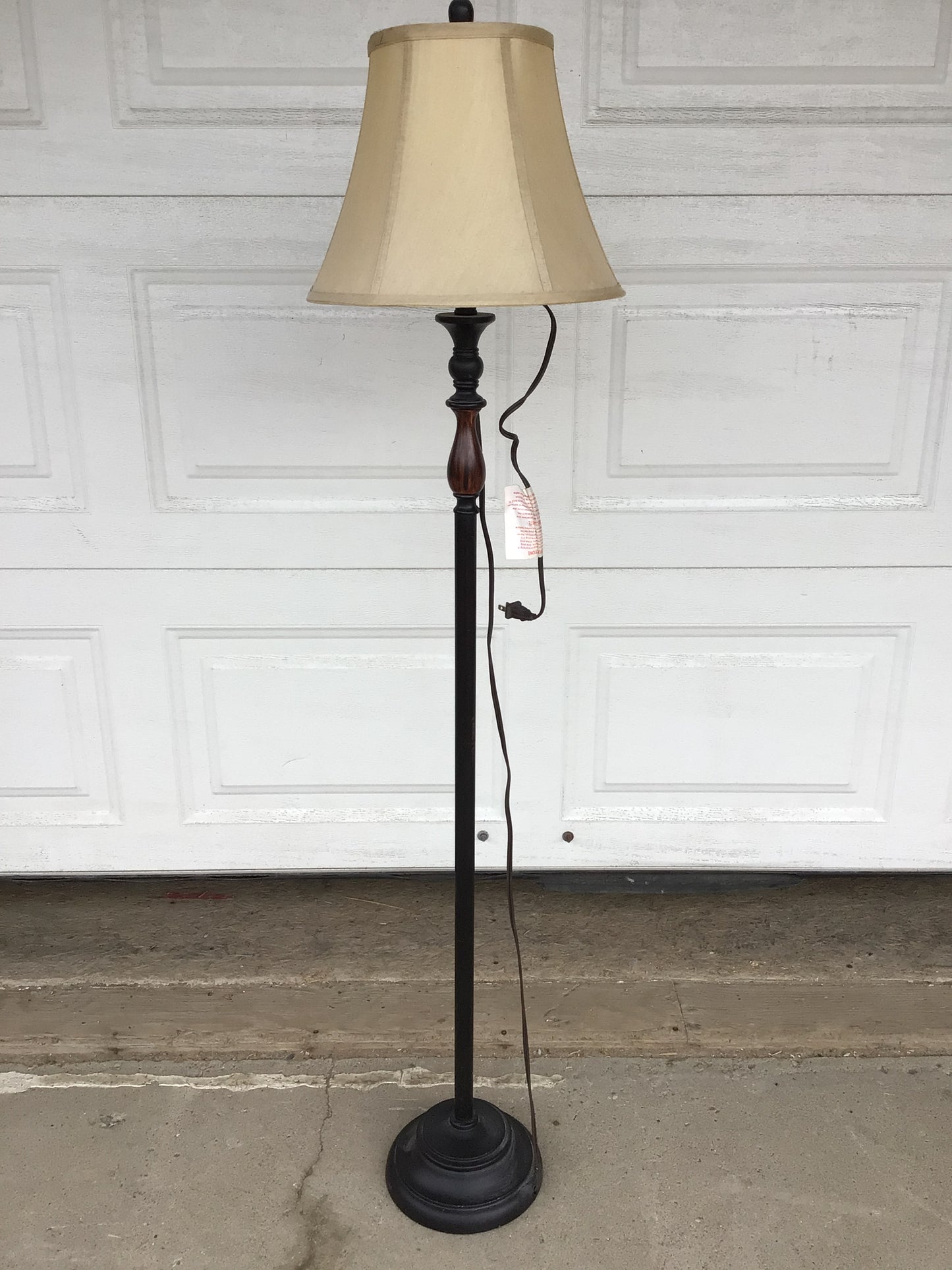Metal and Faux Wood Floor Lamp