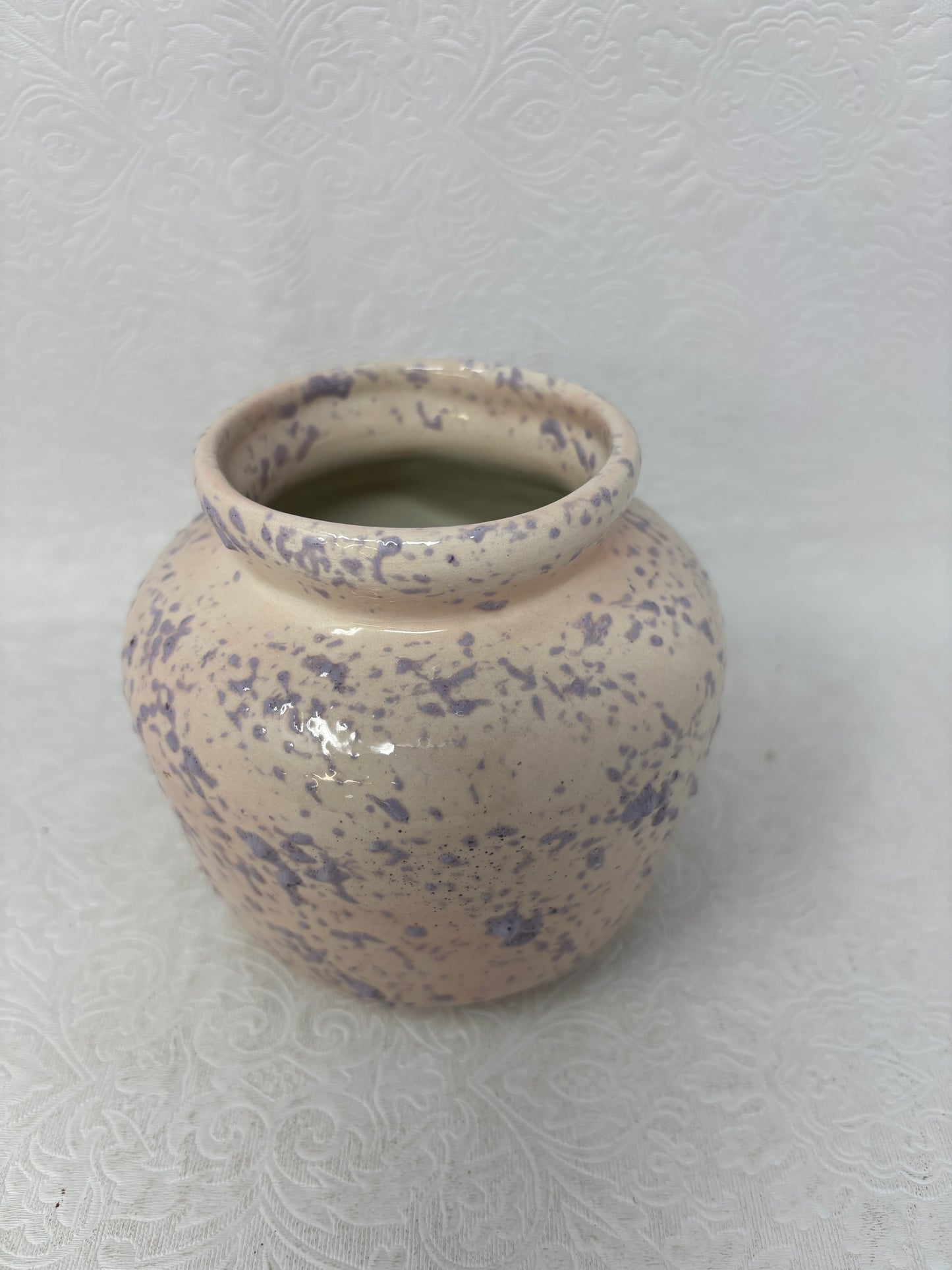Pink & Purple Splatter Glazed Ceramic Pot