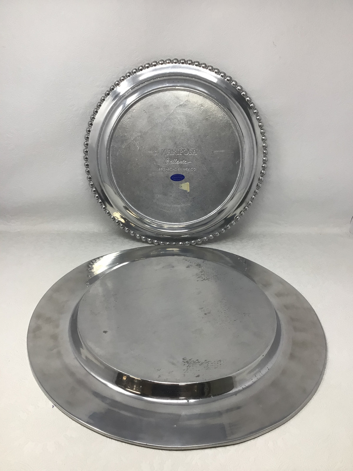 Pair of Silver-Coloured Metal Charger Plates