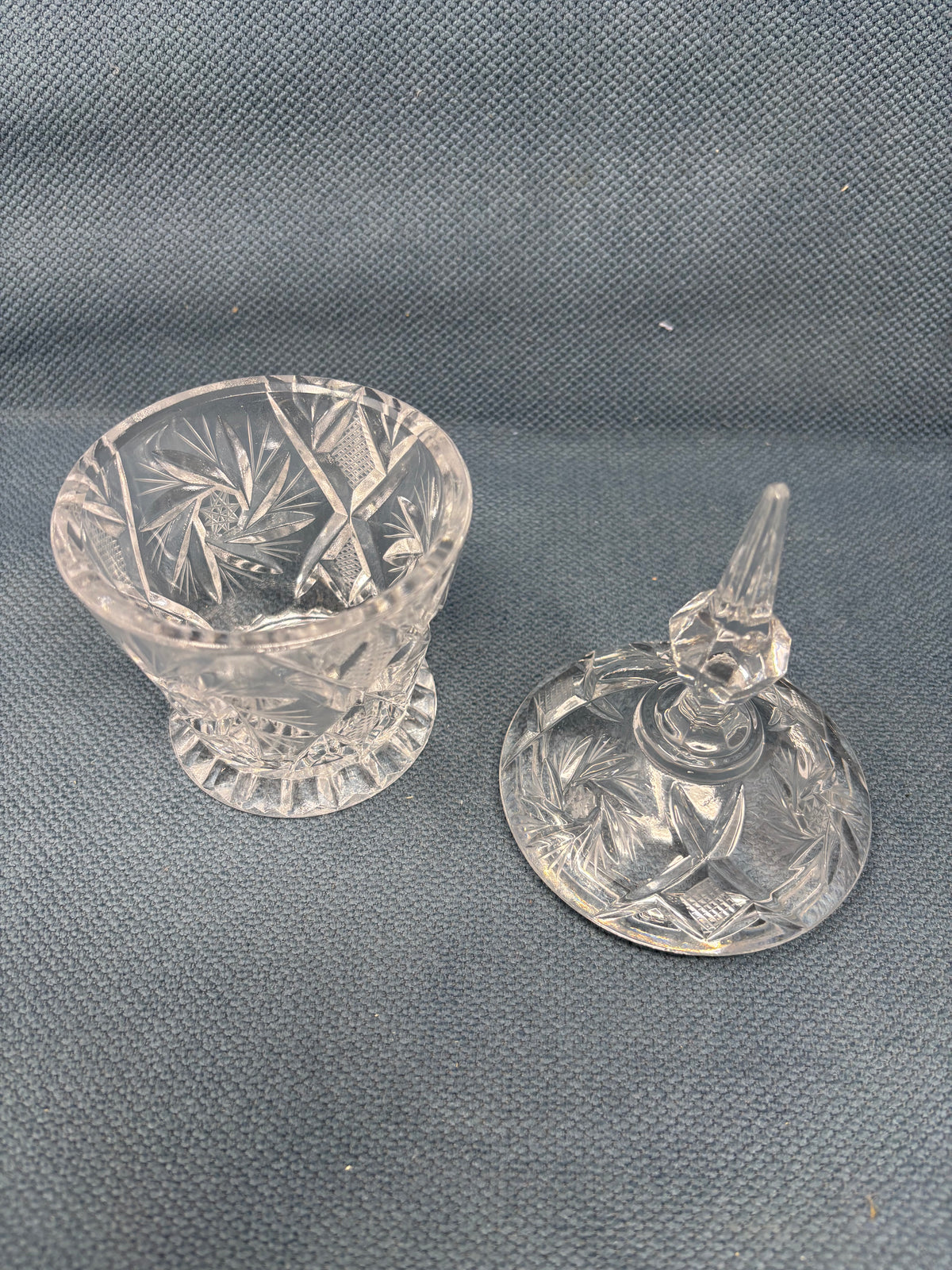 Vintage Cut Crystal Creamer & Lidded Sugar Bowl