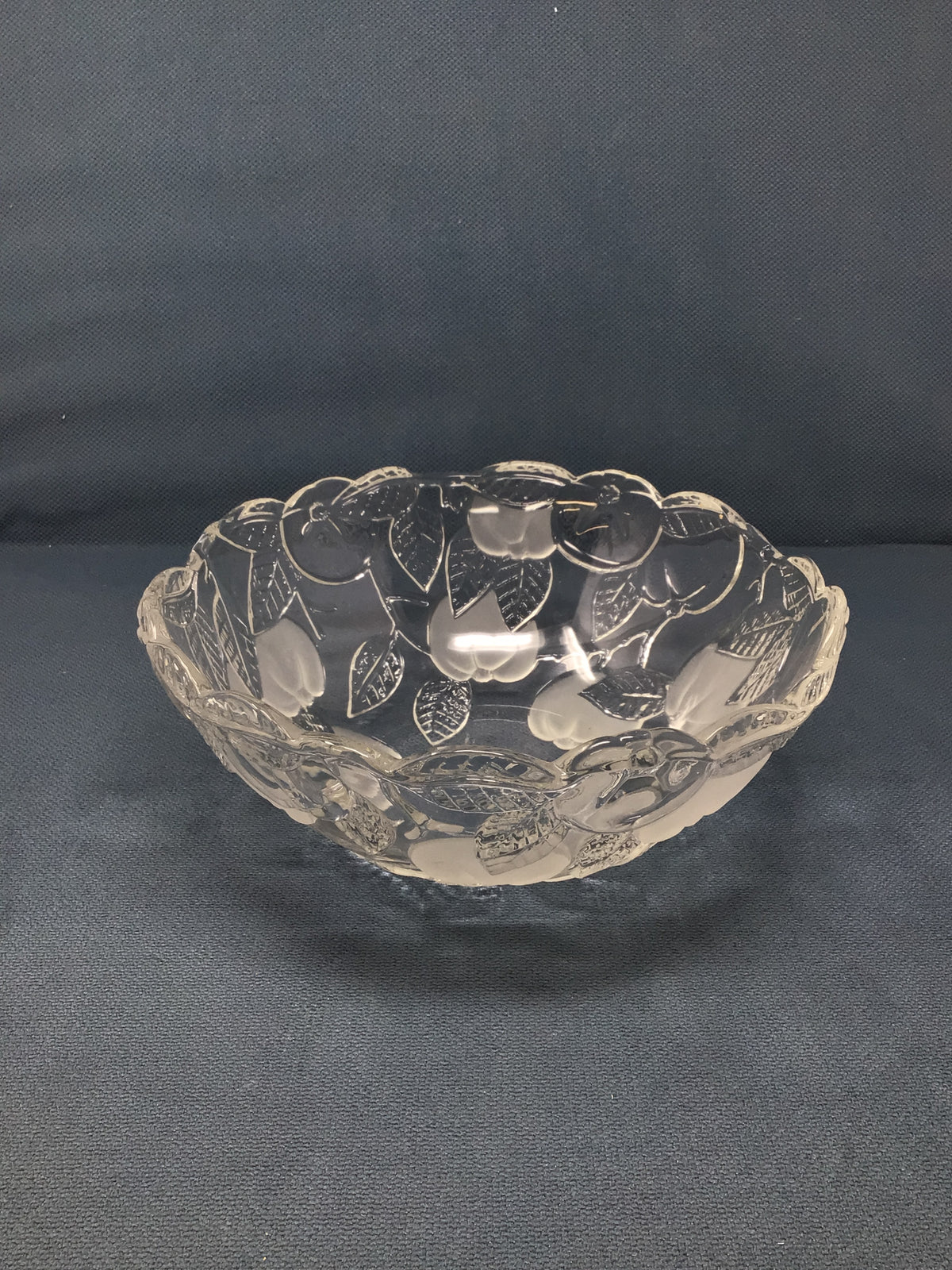 Vintage Clear and Frosted Crystal Glass Bowl