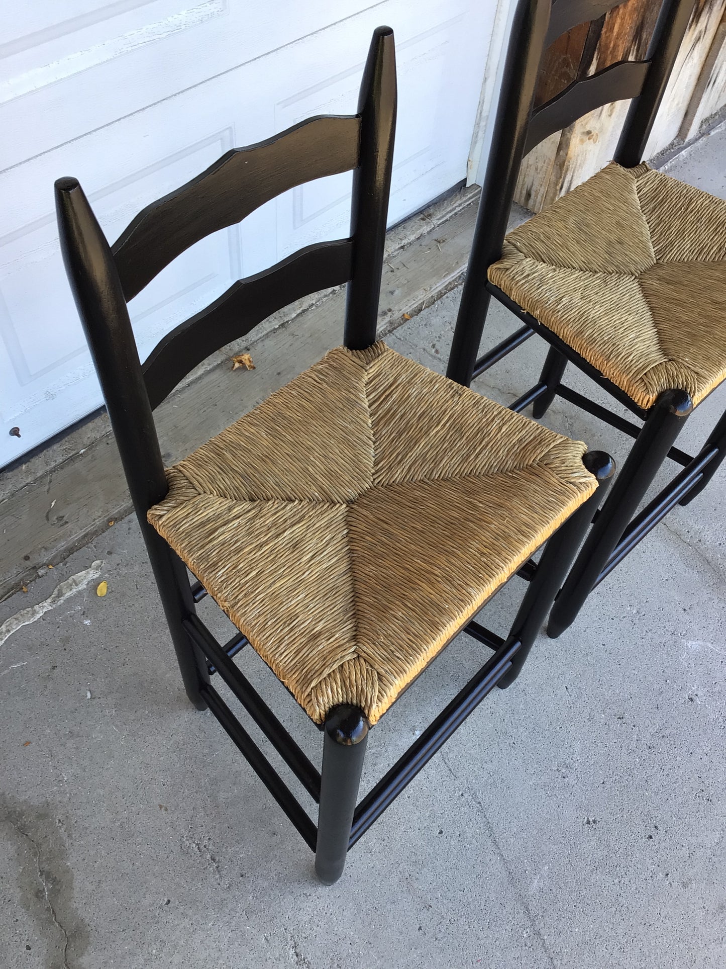 Set of 2 Black Ladderback Bar Stools