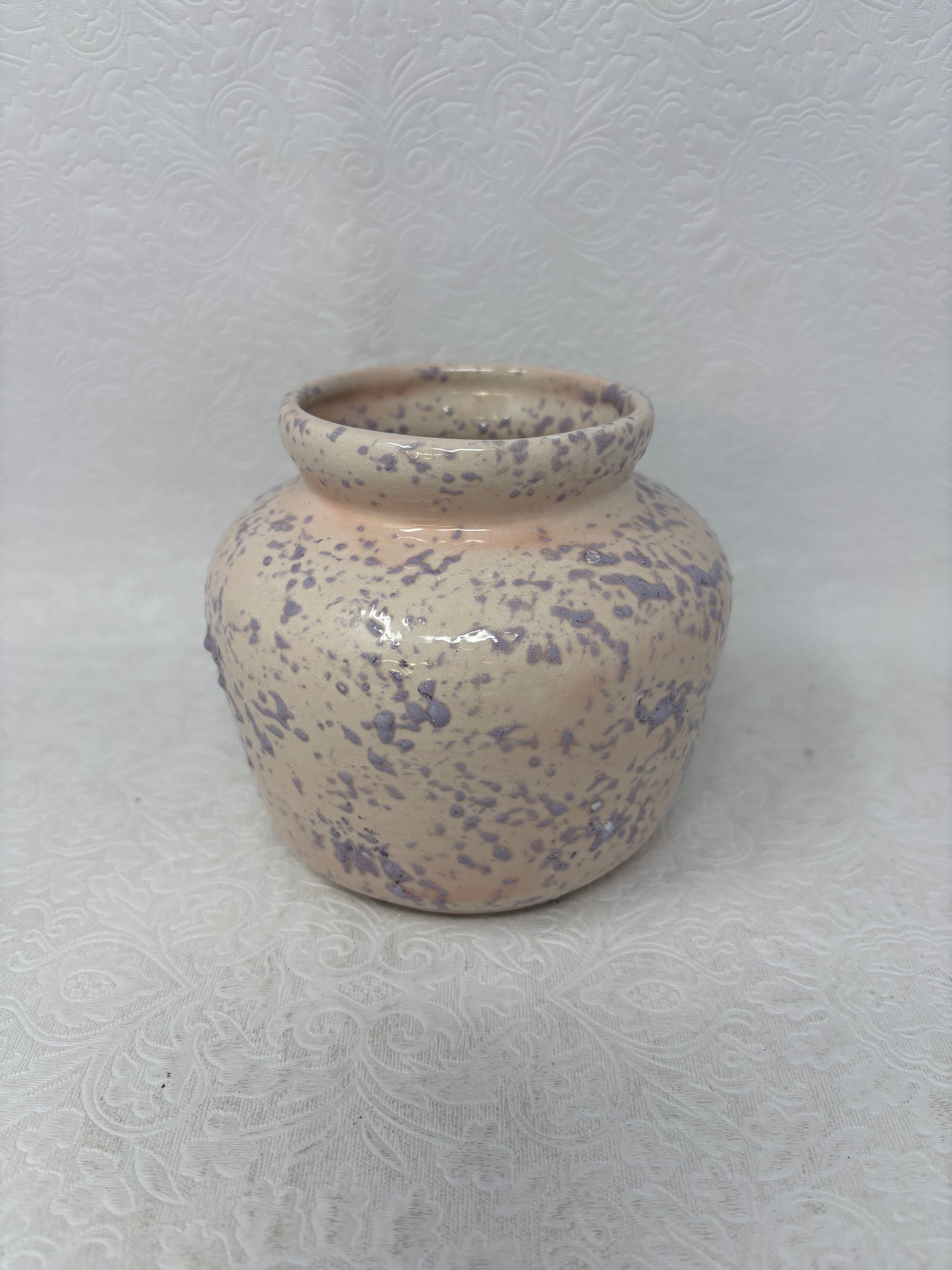 Pink & Purple Splatter Glazed Ceramic Pot