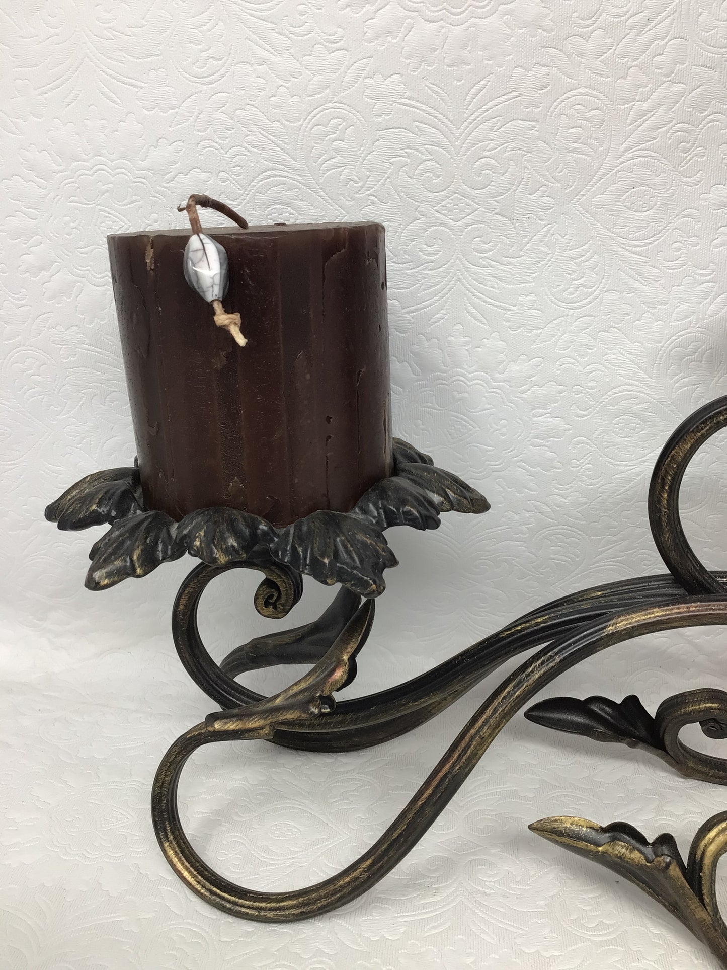 Triple Leaf Wrought Iron Candle Holder