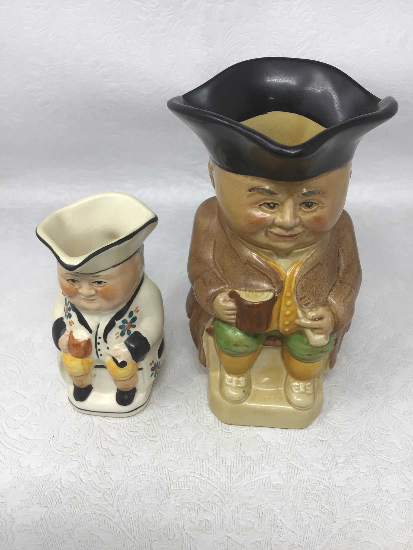 Vintage Toby Jugs with Brown Jacket and White Jacket, Set of 2