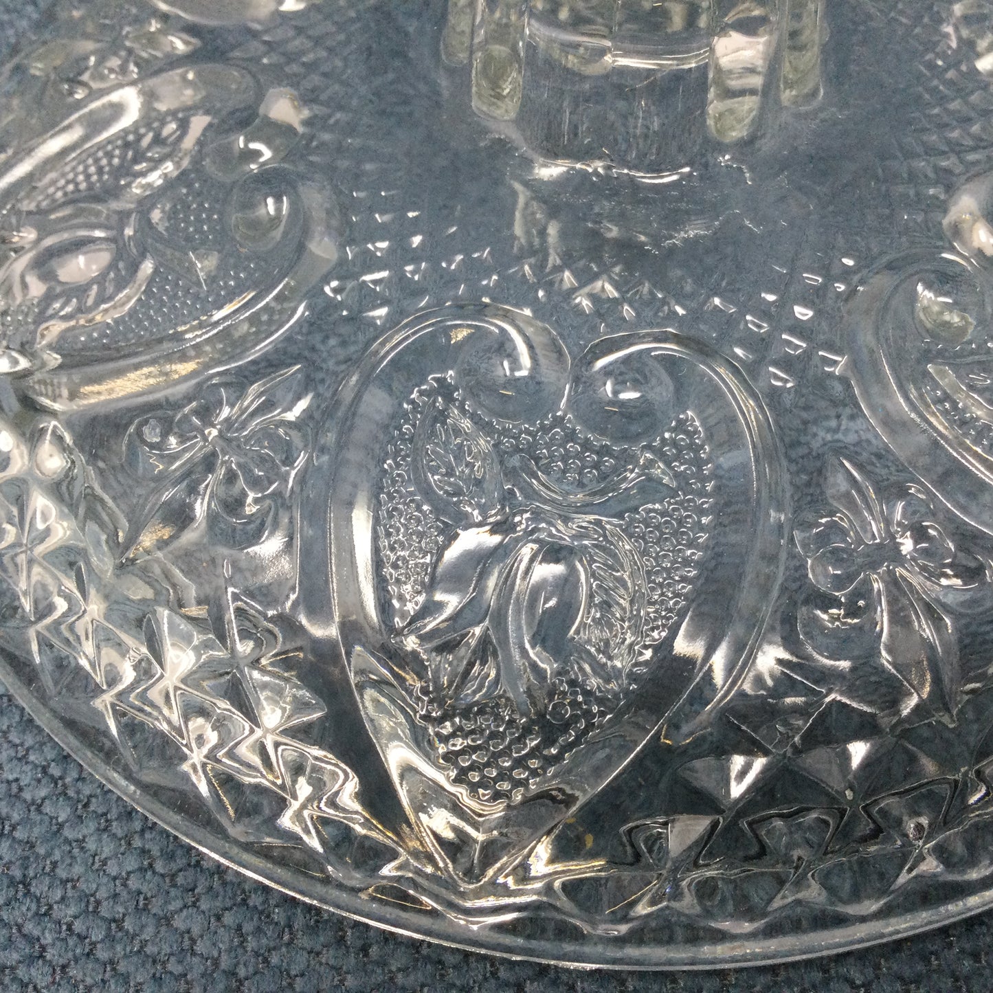 “Roses in Hearts” Pattern Glass Candy Dish