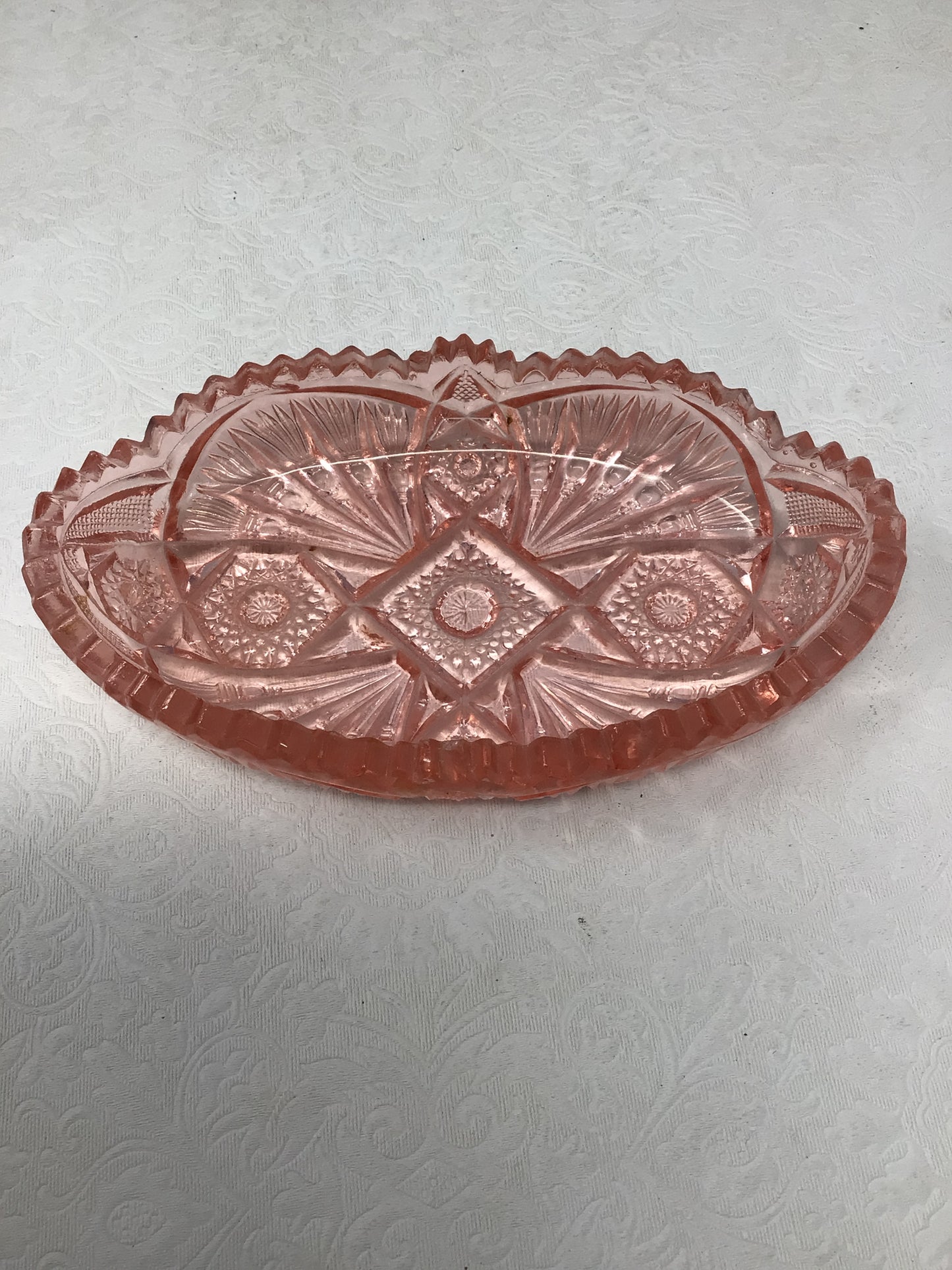 Vintage Imperial Glass Pink Sawtooth Candy Dish
