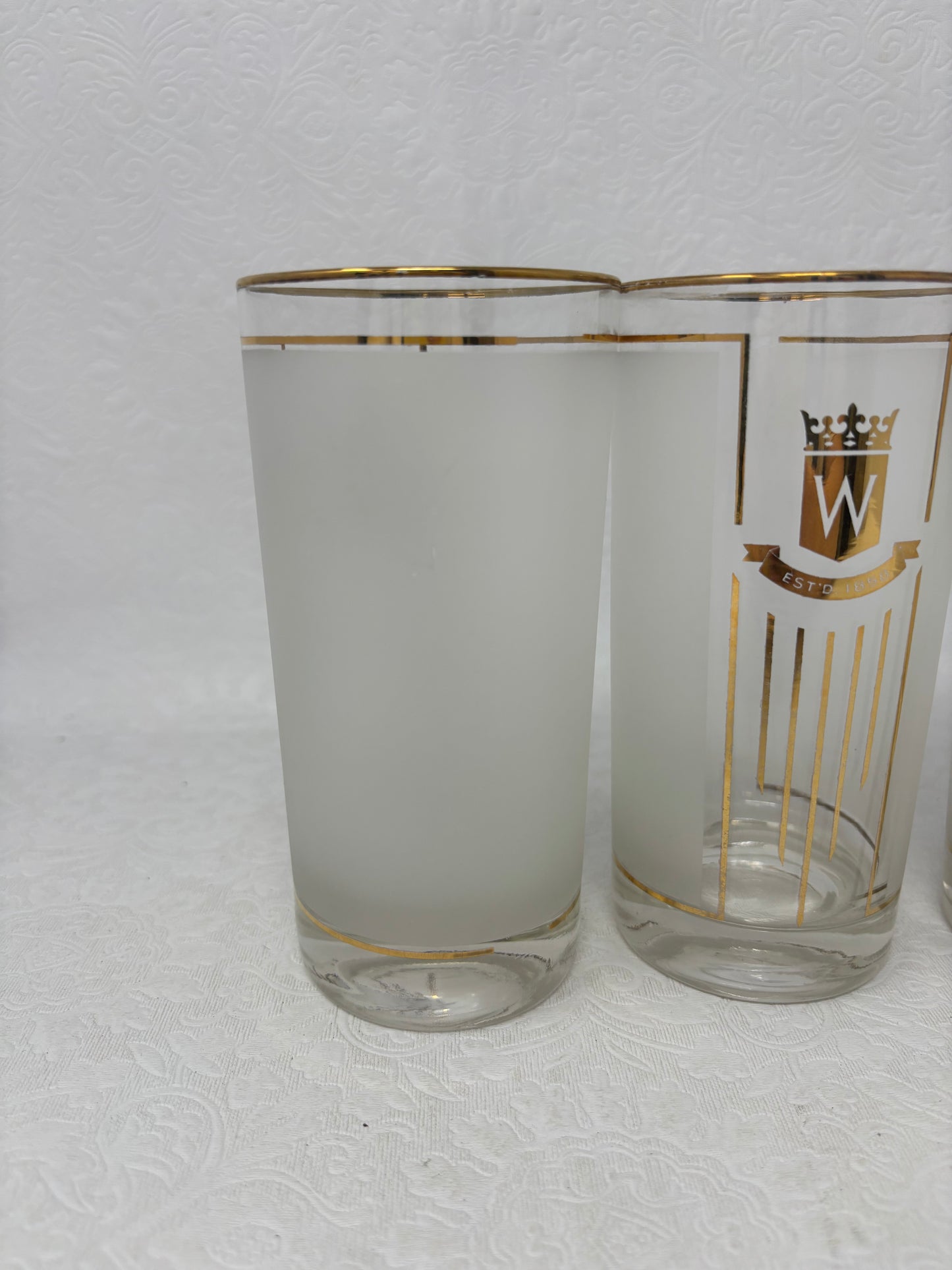 Set Of 4 Vintage Hiram Walker Highball Gold Glasses