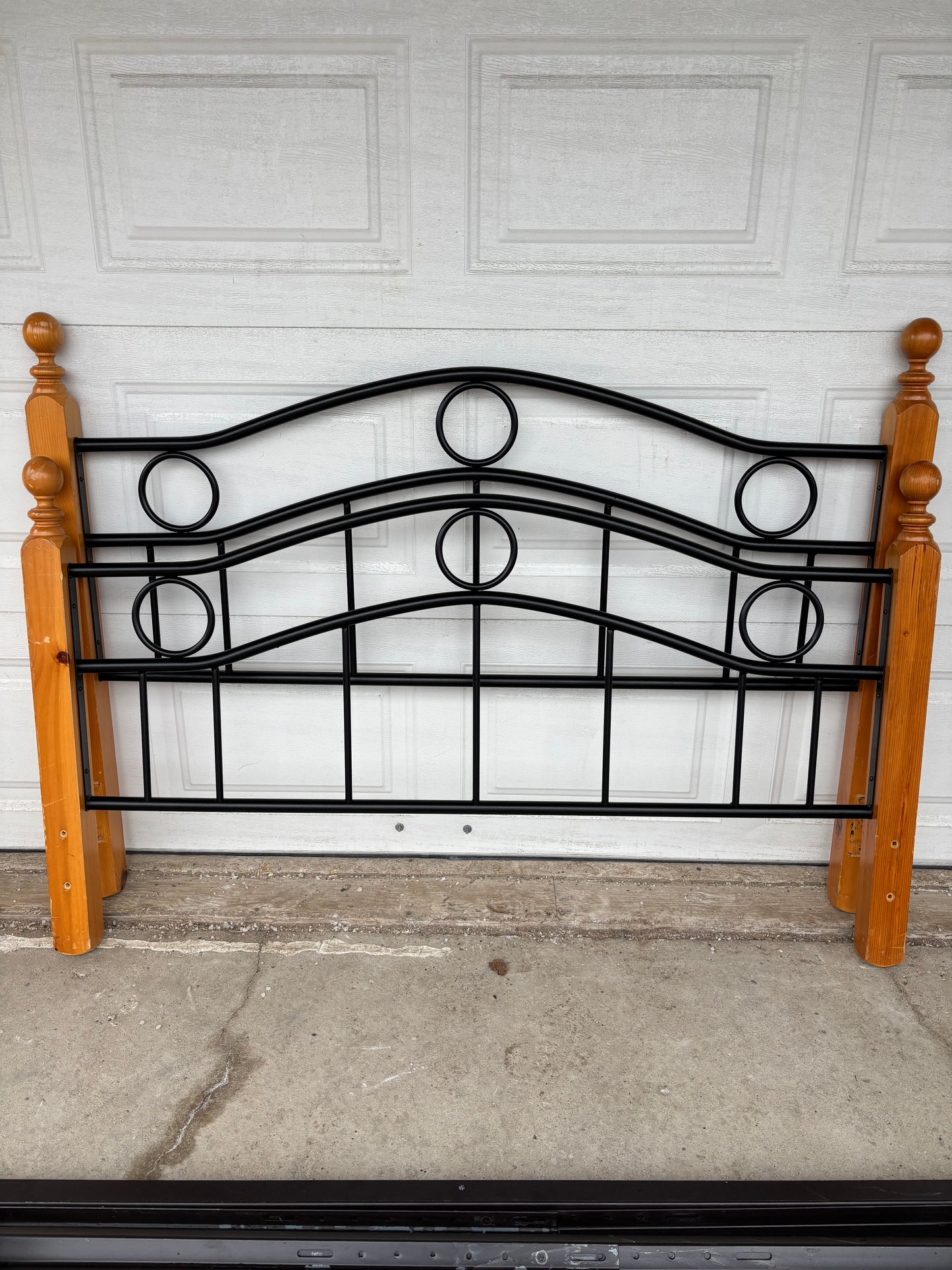Queen Wood And Metal Headboard & Footboard